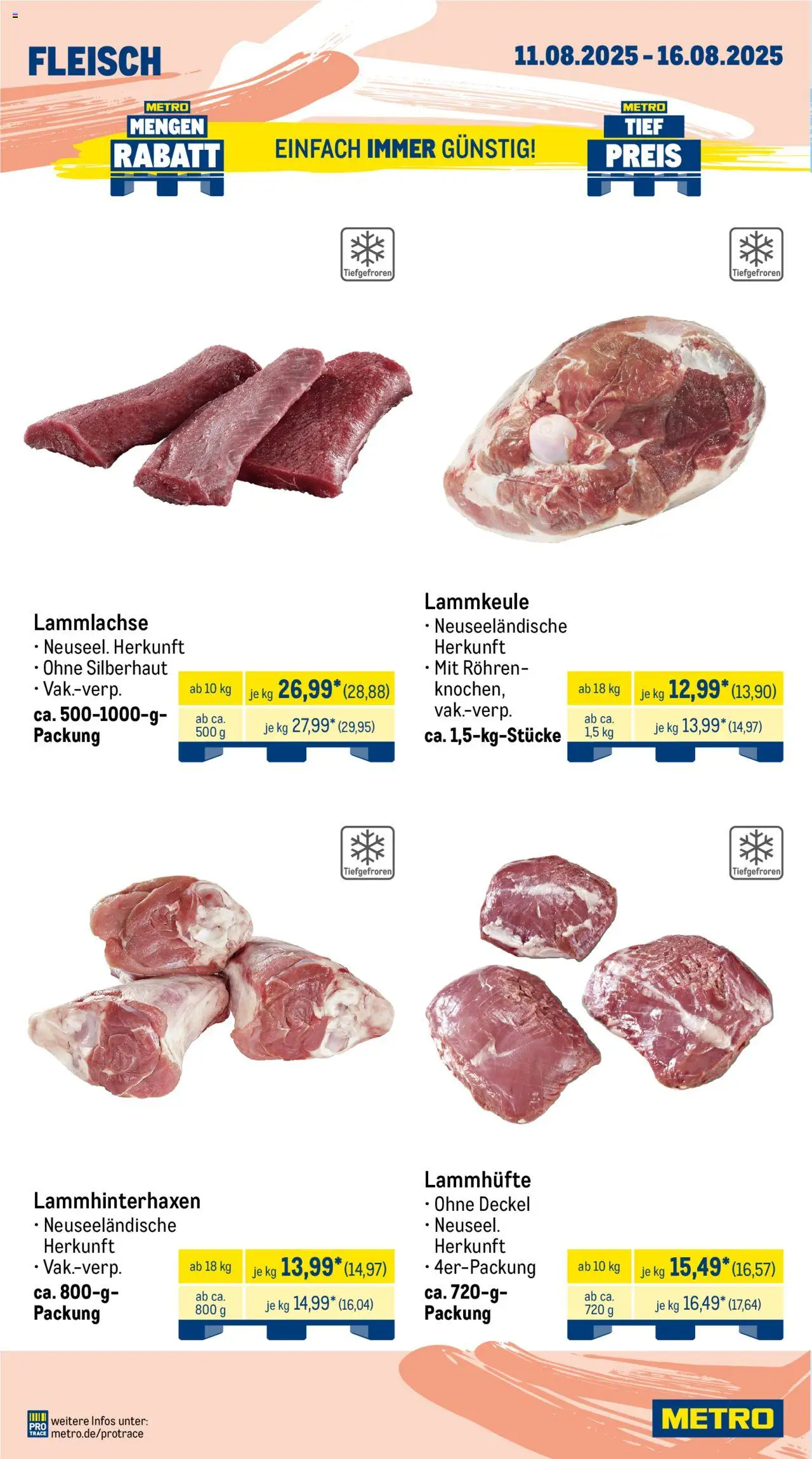 Metro Wochen-Angebote Gastro - gültig ab dem 11.08.2025 | Seite: 4 | Produkte: Lammkeule, Fleisch