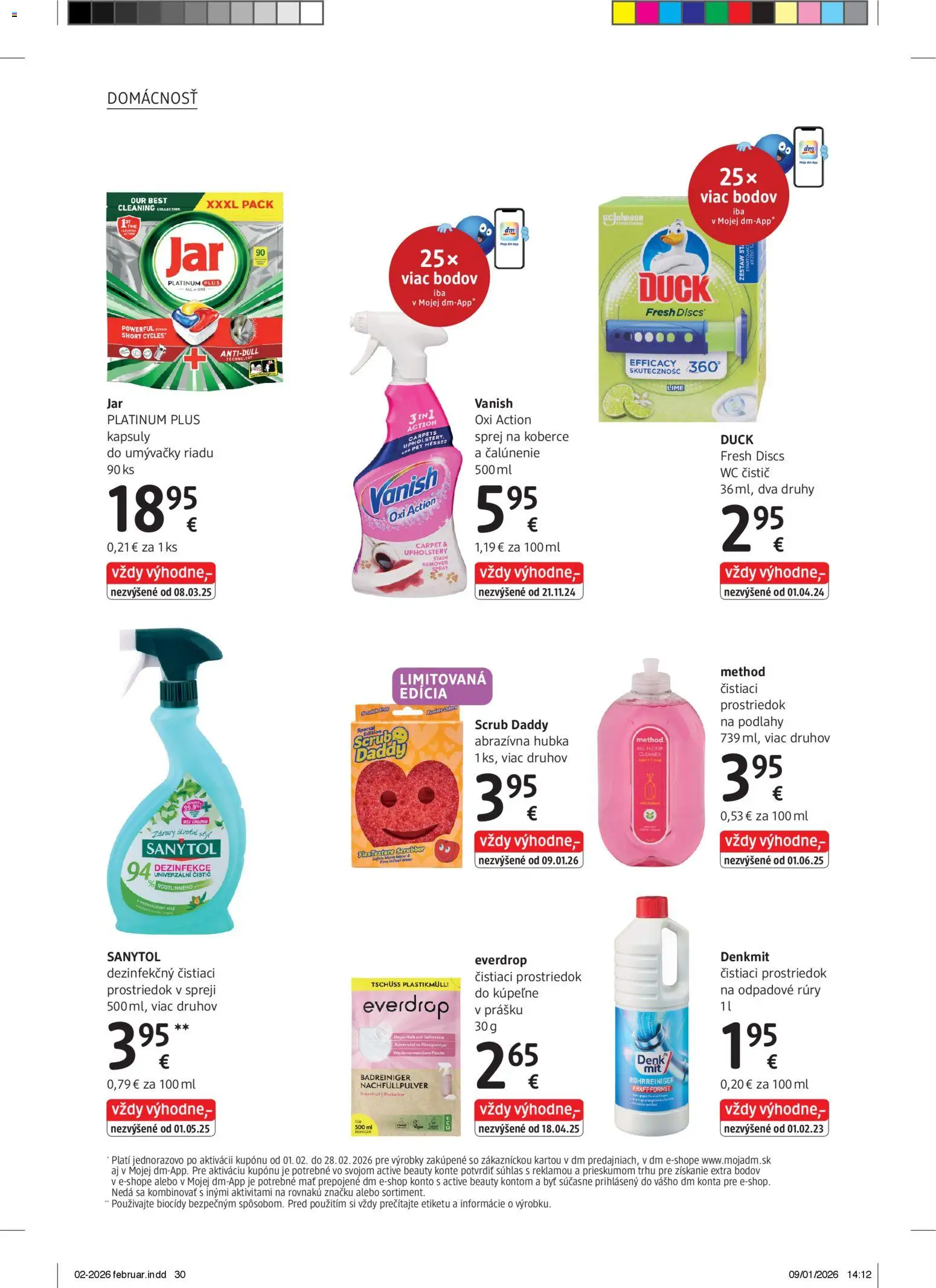Nové dm drogerie akcie – leták je platný od 01.02.2026 | Strana: 30 | Produkty: Wc, Sanytol, Vanish, Jar