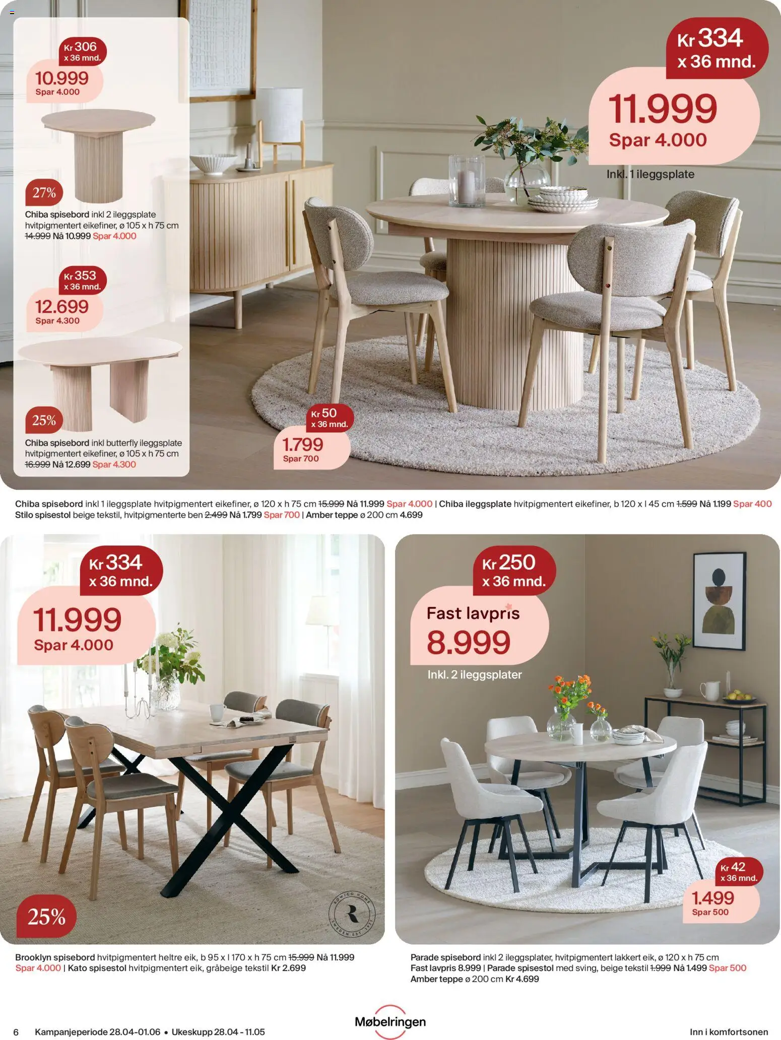 {H1} | Side: 6 | Produkter: Spisebord, Spisestol, Суміш дитяча, Teppe