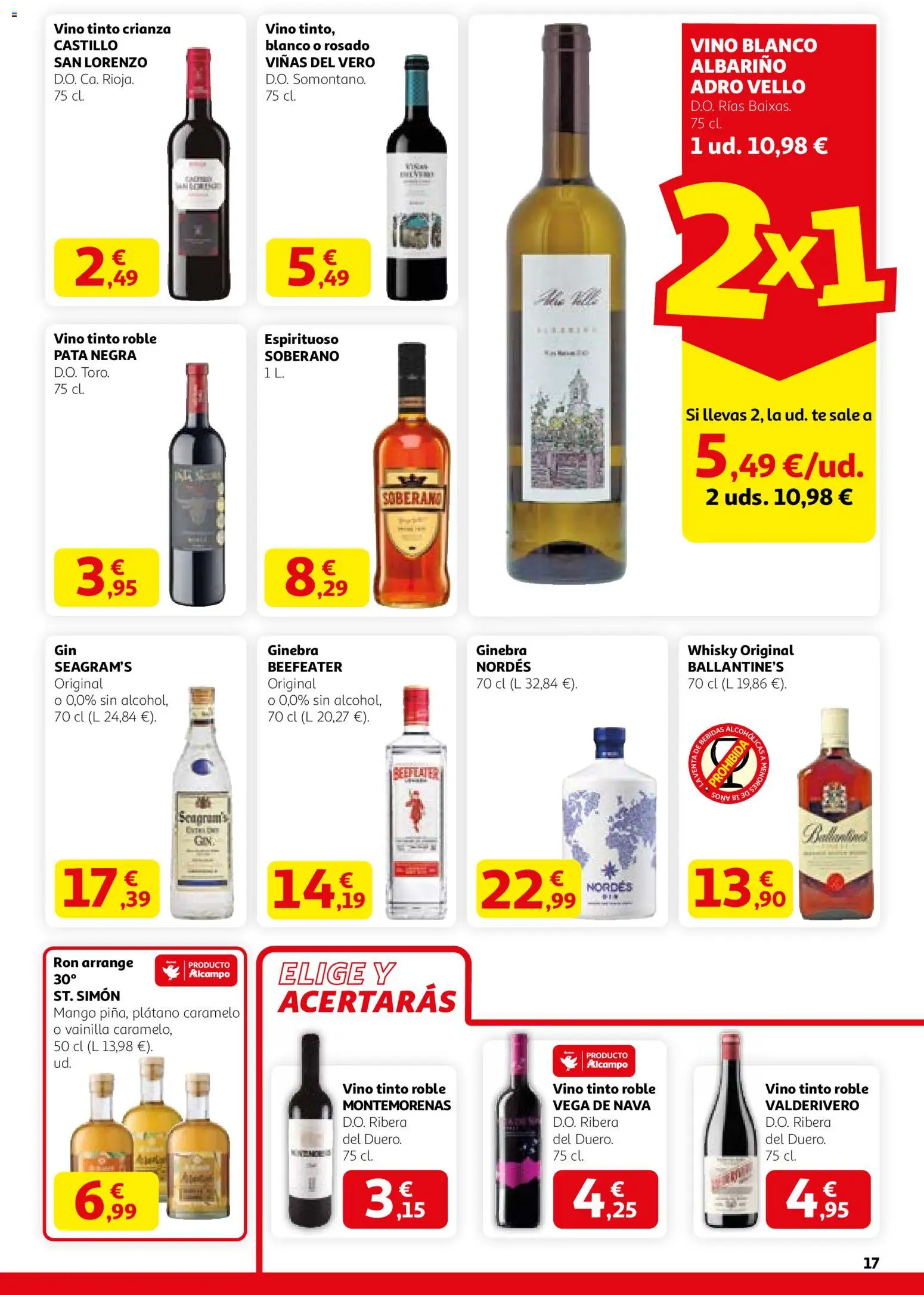 Alcampo - HG Catalán  │ válido desde el 12.02.2026 | Página: 17 | Productos: Ron, Vino, Ginebra, Whisky