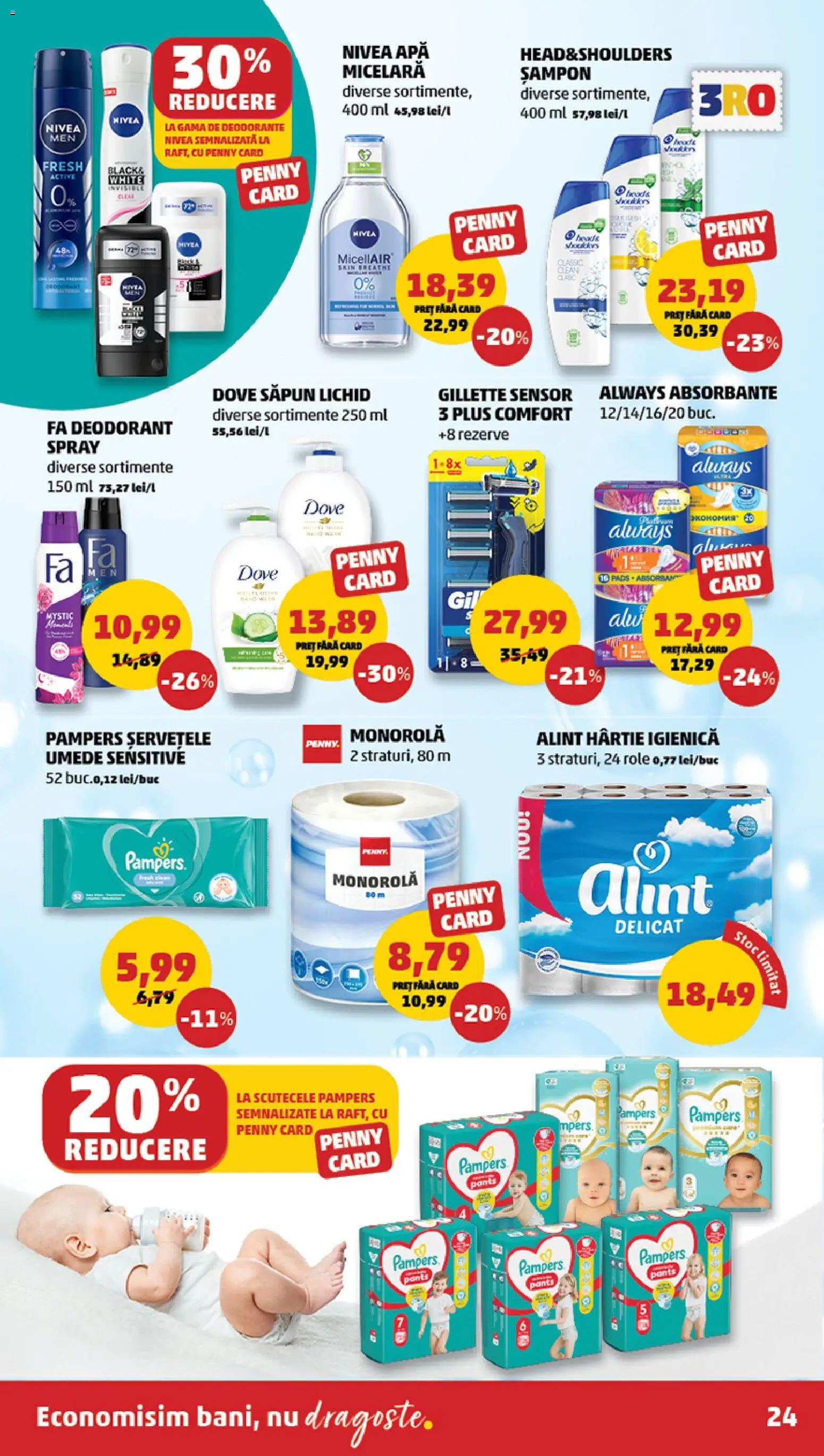 Noul catalog PENNY – valabil de la 26.11.2025 | Pagină: 24 | Produse: Șampon, Deodorant, Șervețele umede, Apă