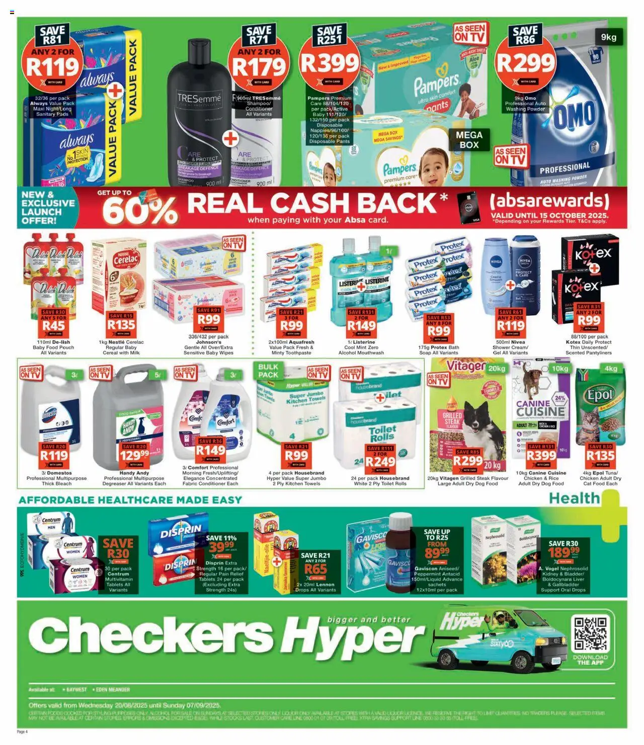 Checkers Eastern Cape - Hyper Price Drop Promotion │ valid from 20.08.2025 | Page: 4 | Products: Steak, Chicken, Conditioner, Mouthwash