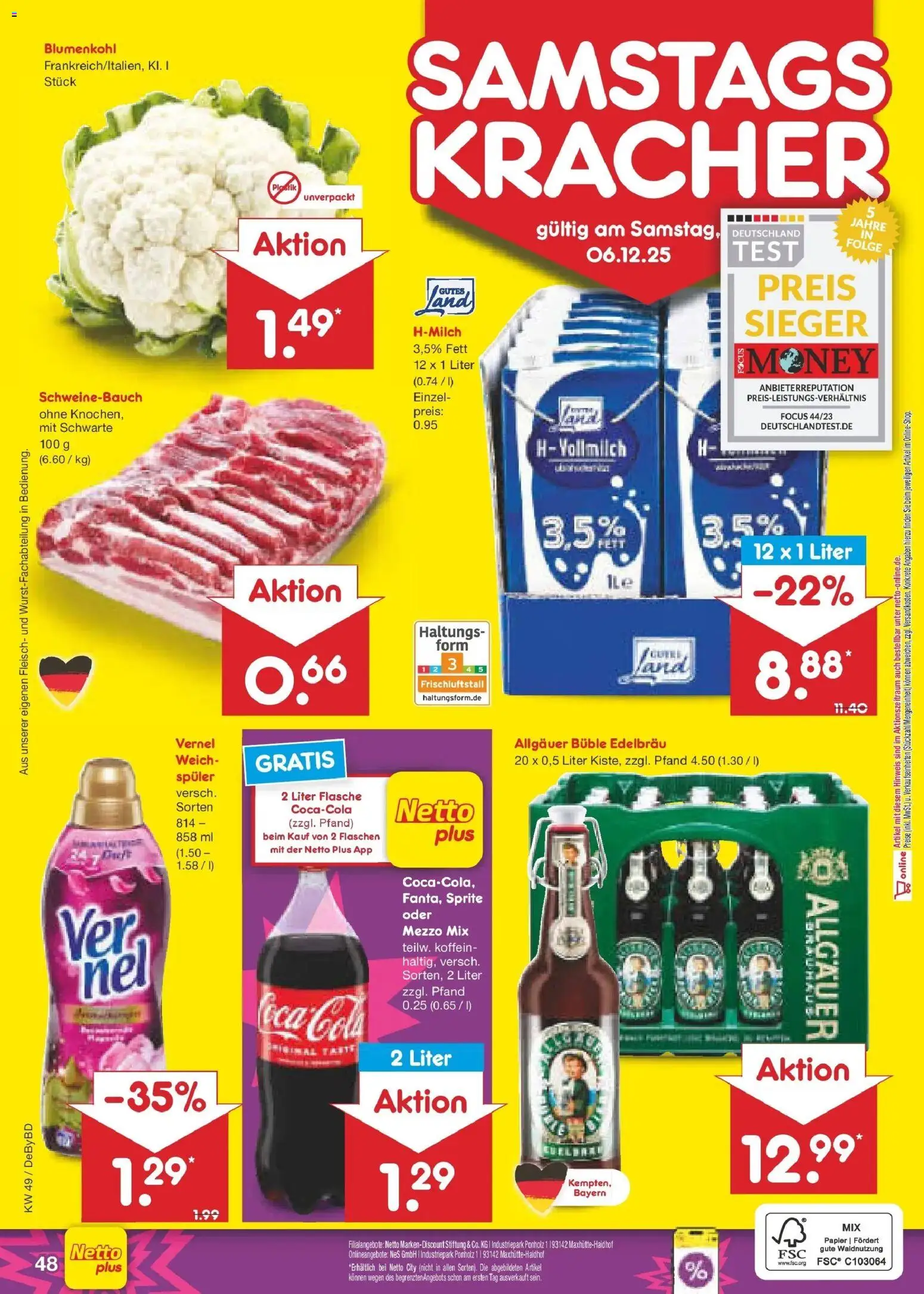 Netto Marken-Discount prospekt Buttenwiesen	 – gültig ab 01.12.2025 | Seite: 51 | Produkte: Mezzo mix, Coca cola, Sprite, Blumenkohl