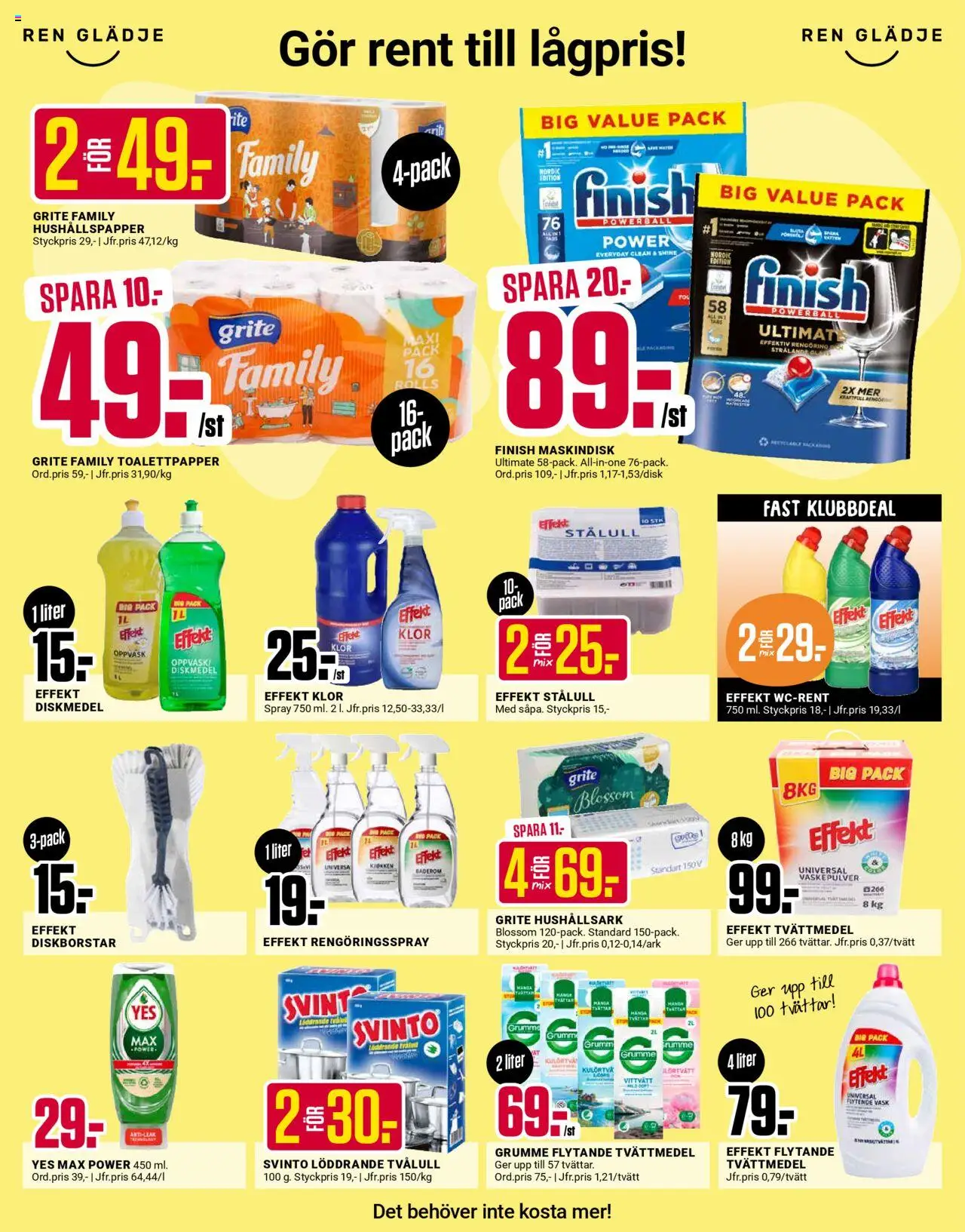 ÖoB reklamblad aktuell från 20.10.2025 | Sida: 9 | Produkter: Tvättmedel, Diskmedel, Toalettpapper, Rengöringsspray