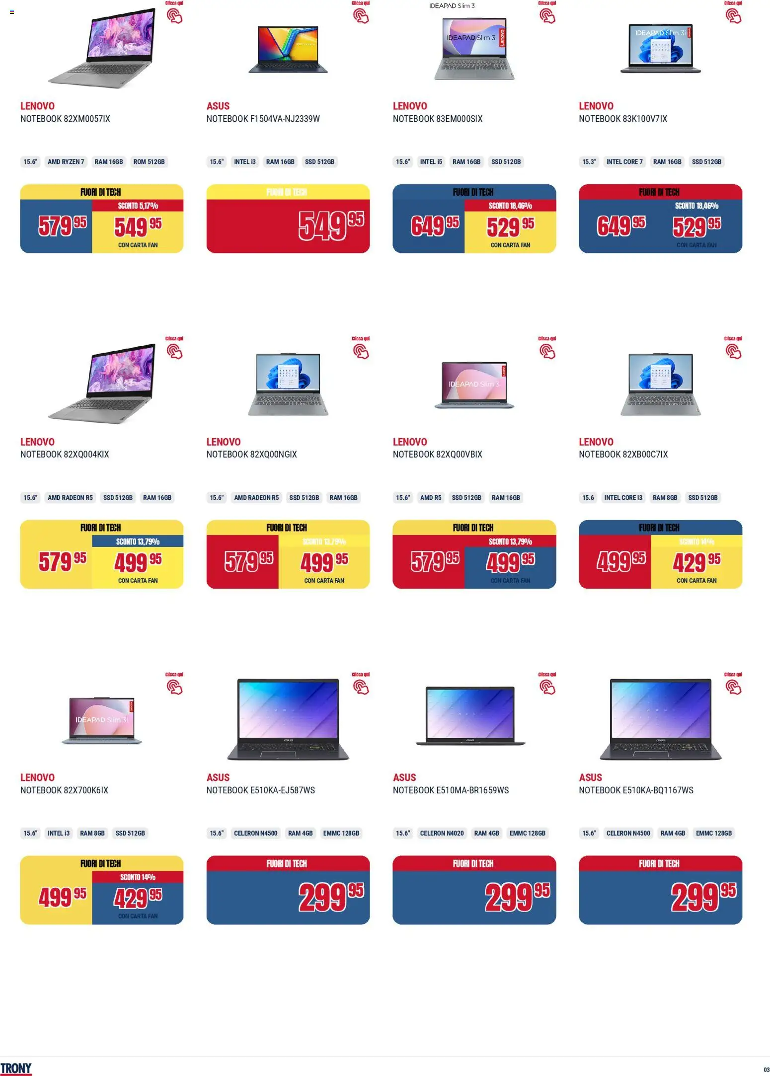 Volantino Trony del 19.02.2026 | Pagina: 3 | Prodotti: Notebook, Fan