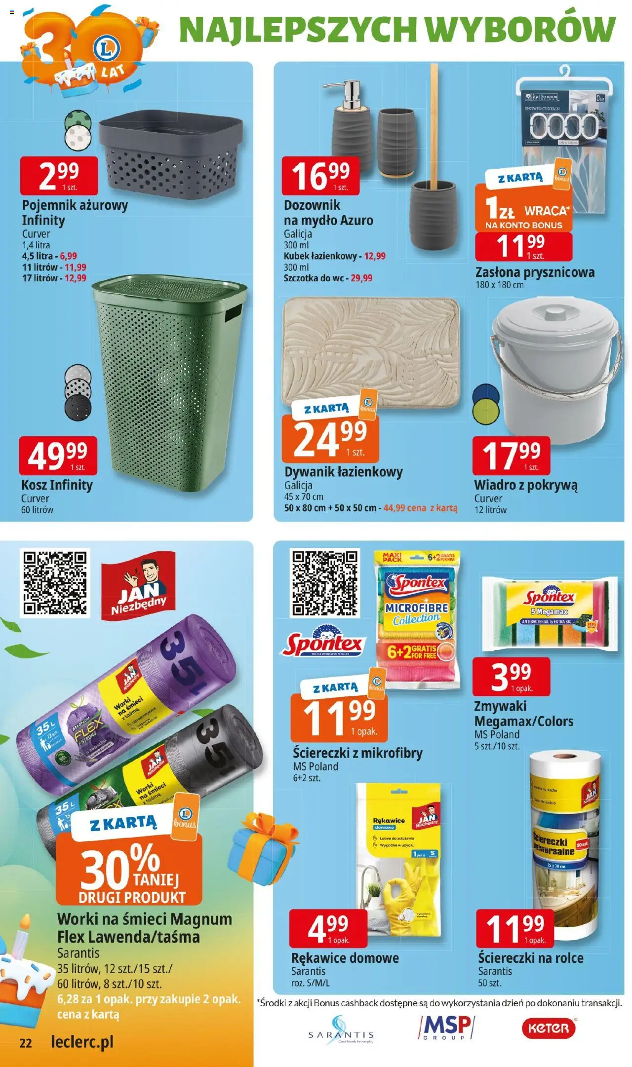 E.Leclerc Gazetka od 06.10.2025 | Strona: 22 | Produkty: Karta, Dywanik łazienkowy, Szczotka, Mydło