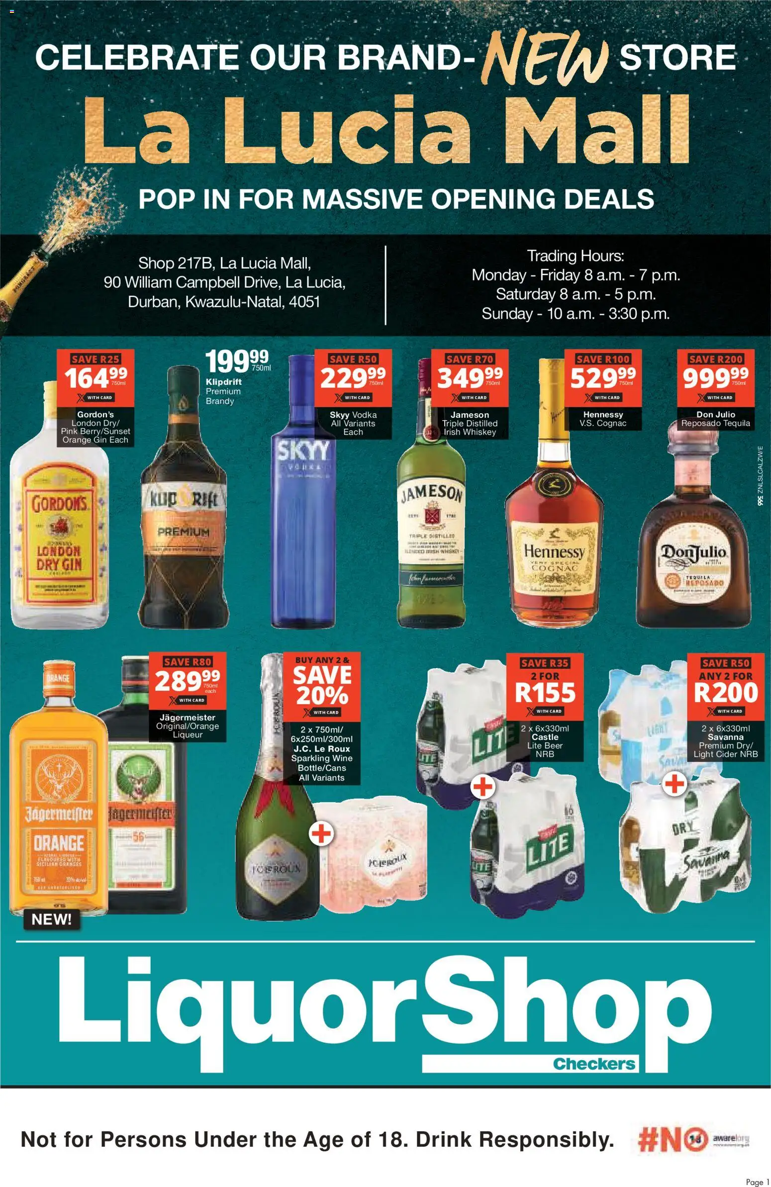 New Checkers catalogue – valid from 16.04.2026 | Page: 1 | Products: Cider, Beer, Whiskey, Ensalada de quino