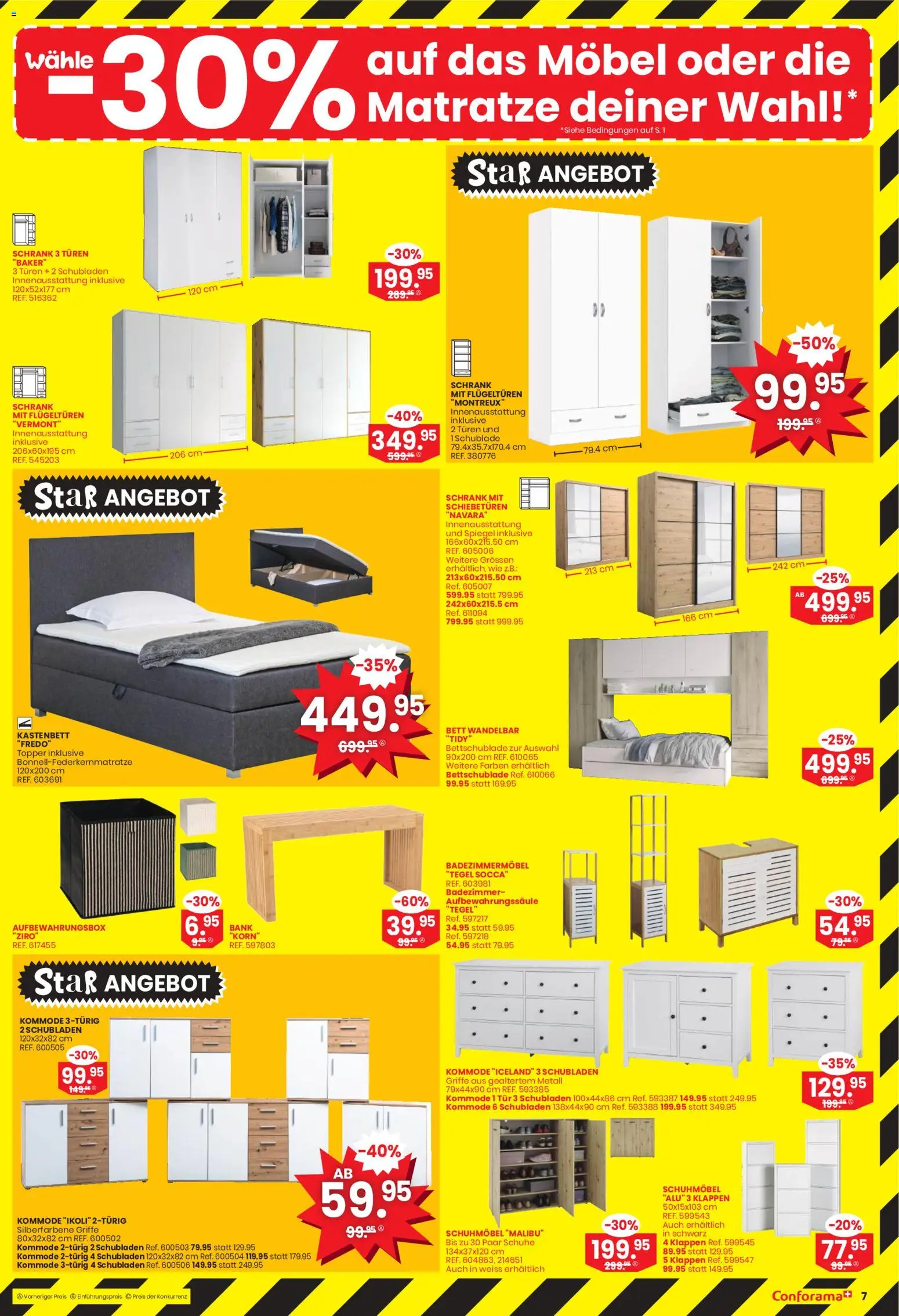 Conforama Aktionen – gültig ab 29.10.2025 | Seite: 7 | Produkte: Matratze, Topper, Spiegel, Bett