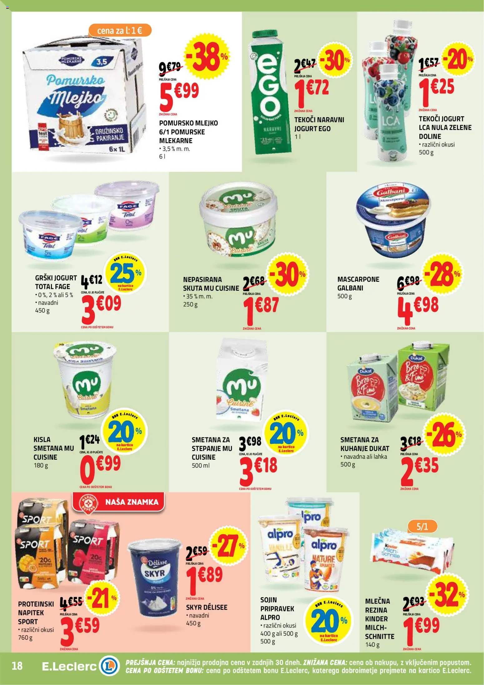 Novi E.leclerc katalog ponudbe – veljaven od 21.01.2026 | Stran: 18 | Izdelki: Skyr, Jogurt, Smetana, Skuta