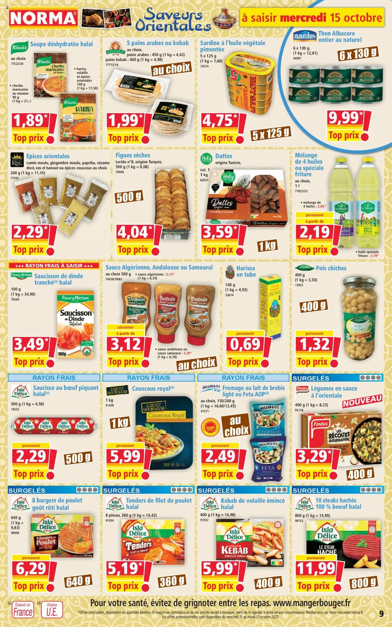 {H1} | Page: 9 | Produits: Sardines, Pois chiches, Gingembre, Fromage