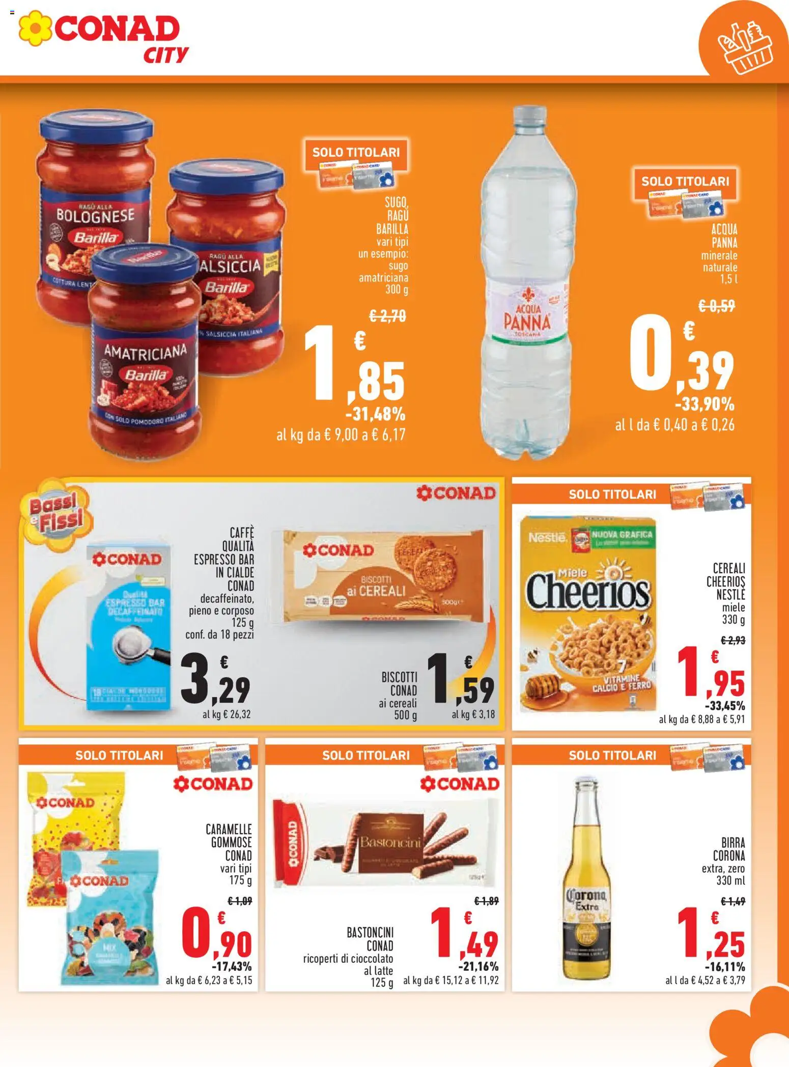 Volantino Conad del 29.01.2026 | Pagina: 13 | Prodotti: Acqua Panna, Cioccolato, Cereali, Pomodoro