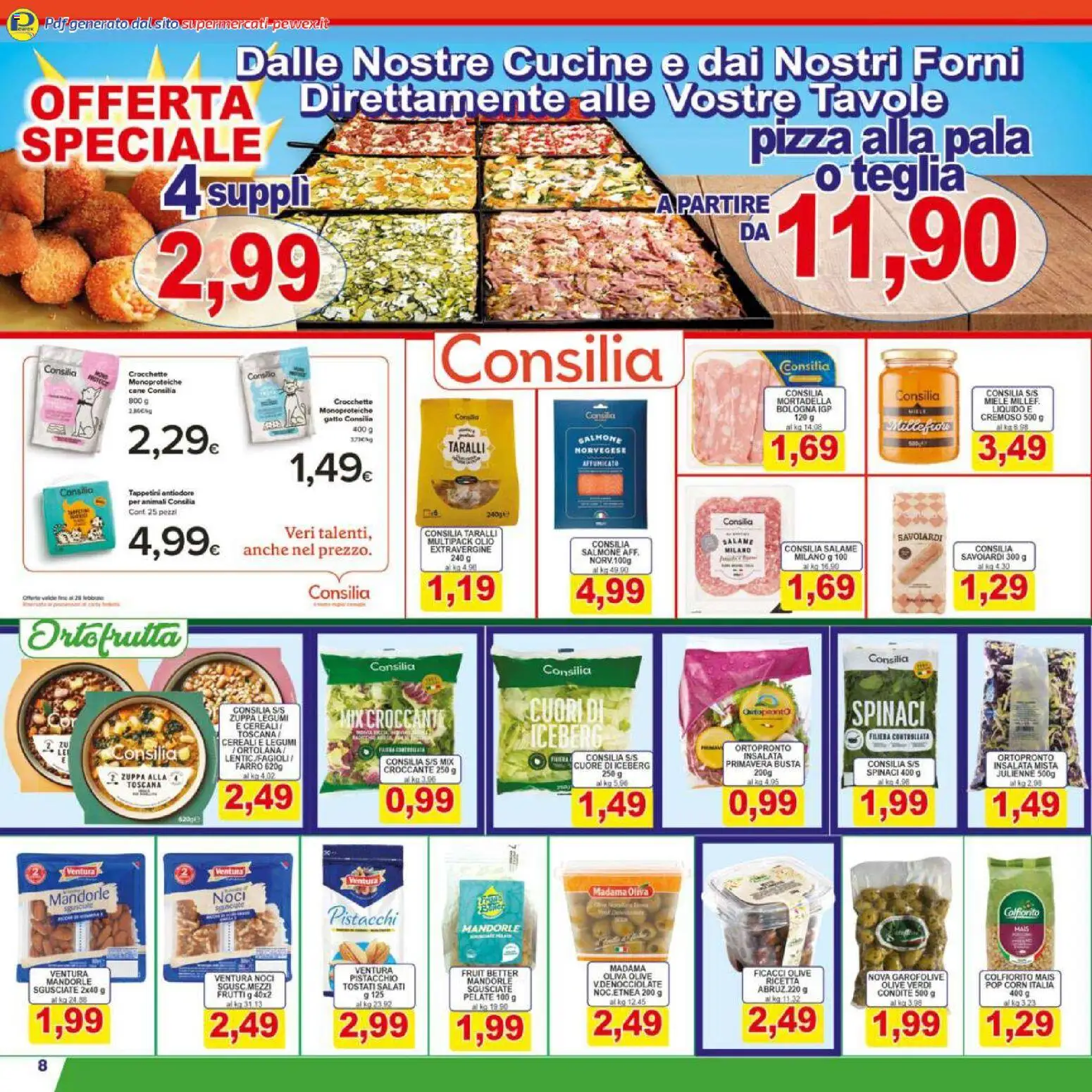 Volantino Pewex del 13.02.2026 | Pagina: 8 | Prodotti: Olive, Spinaci, Crocchette, Pistacchi