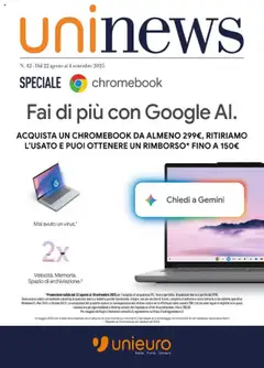 Anteprima del volantino Unieuro Chromebook catalogo valido a partire dal 22.08.2025