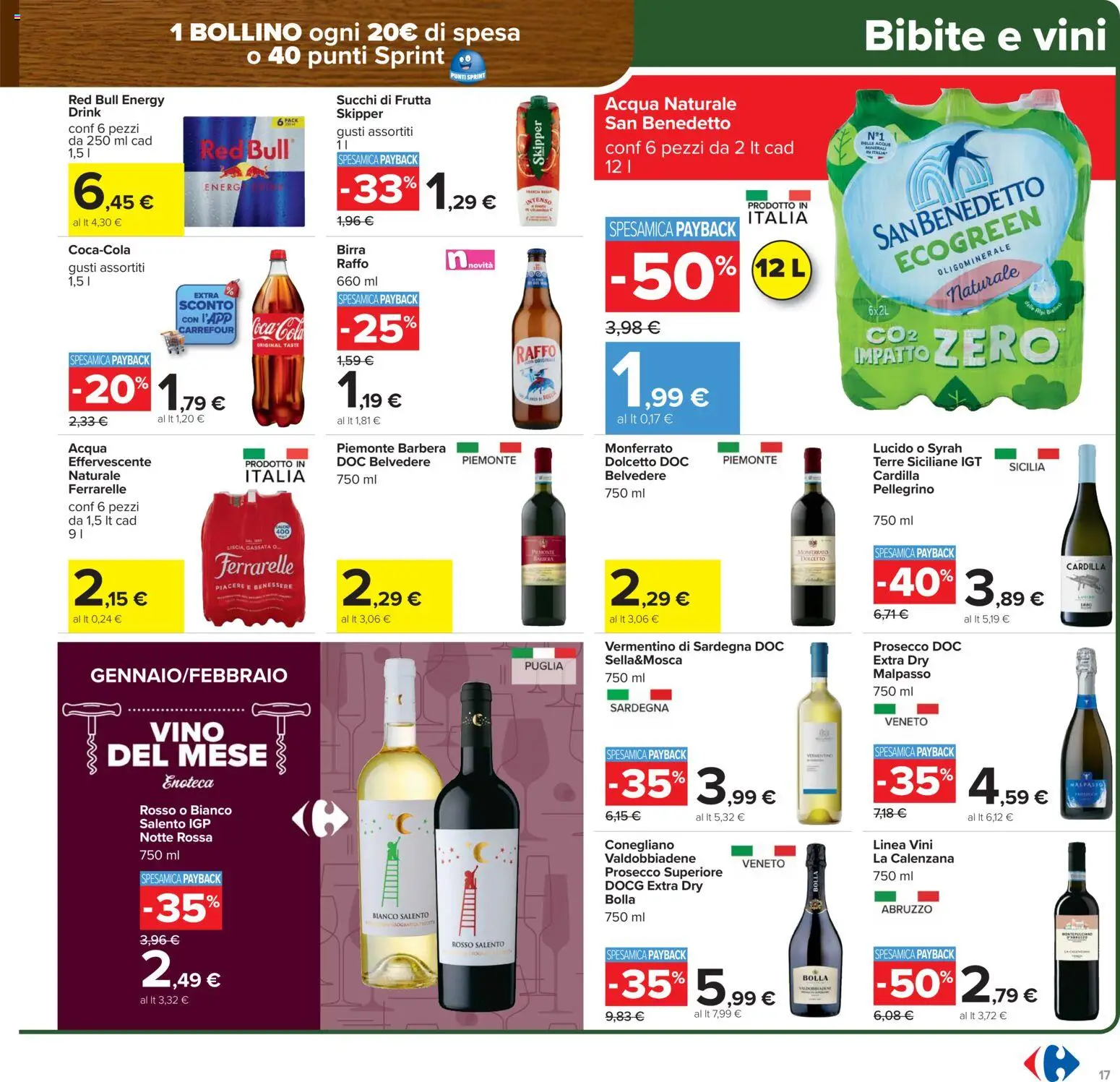 Volantino Carrefour del 27.01.2026 | Pagina: 17 | Prodotti: Birra, Prosecco, Bibite, Coca Cola