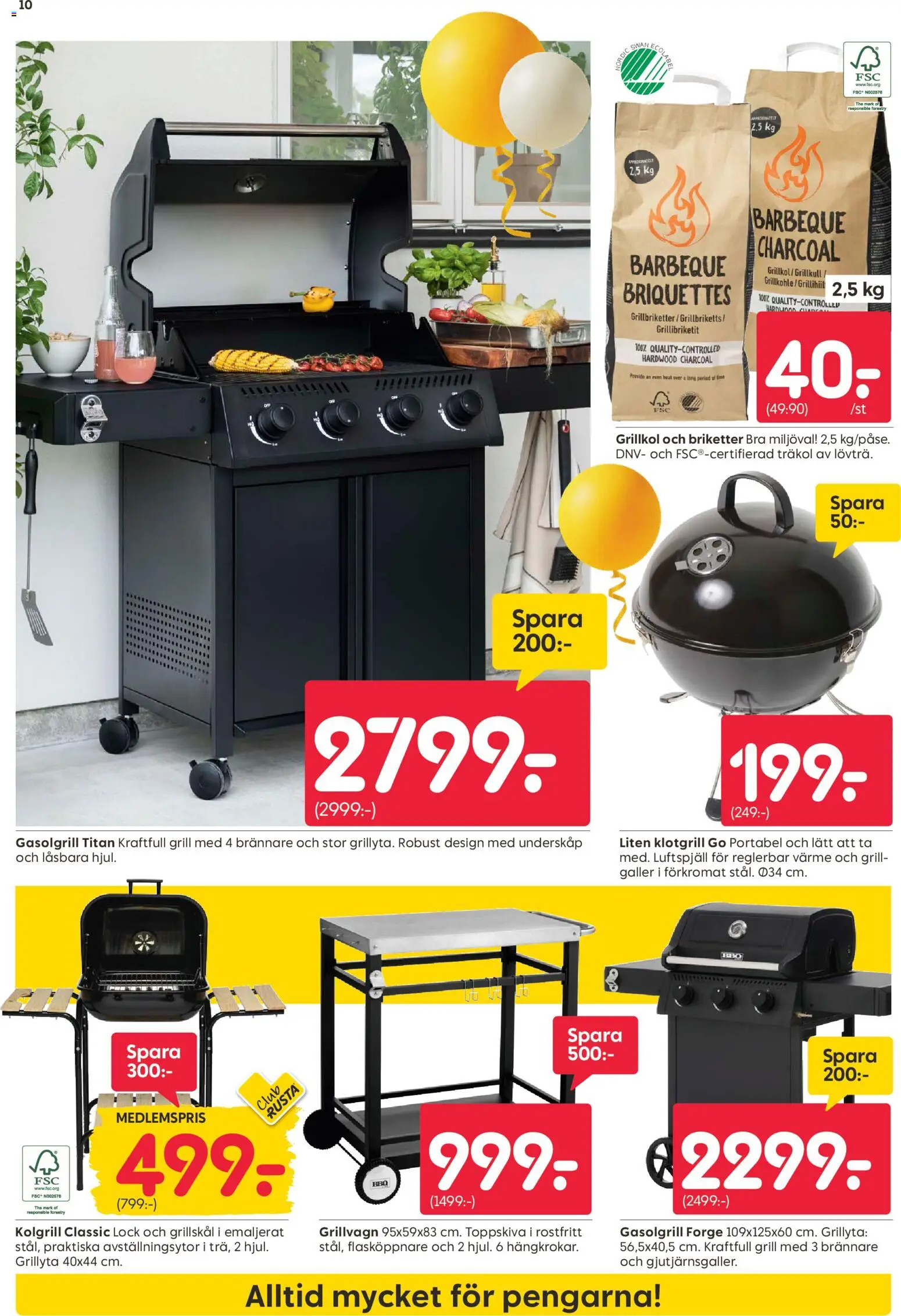 Rusta reklamblad aktuell från 27.04.2026 | Sida: 10 | Produkter: Grill, Gasolgrill, Grillvagn, Grillkol