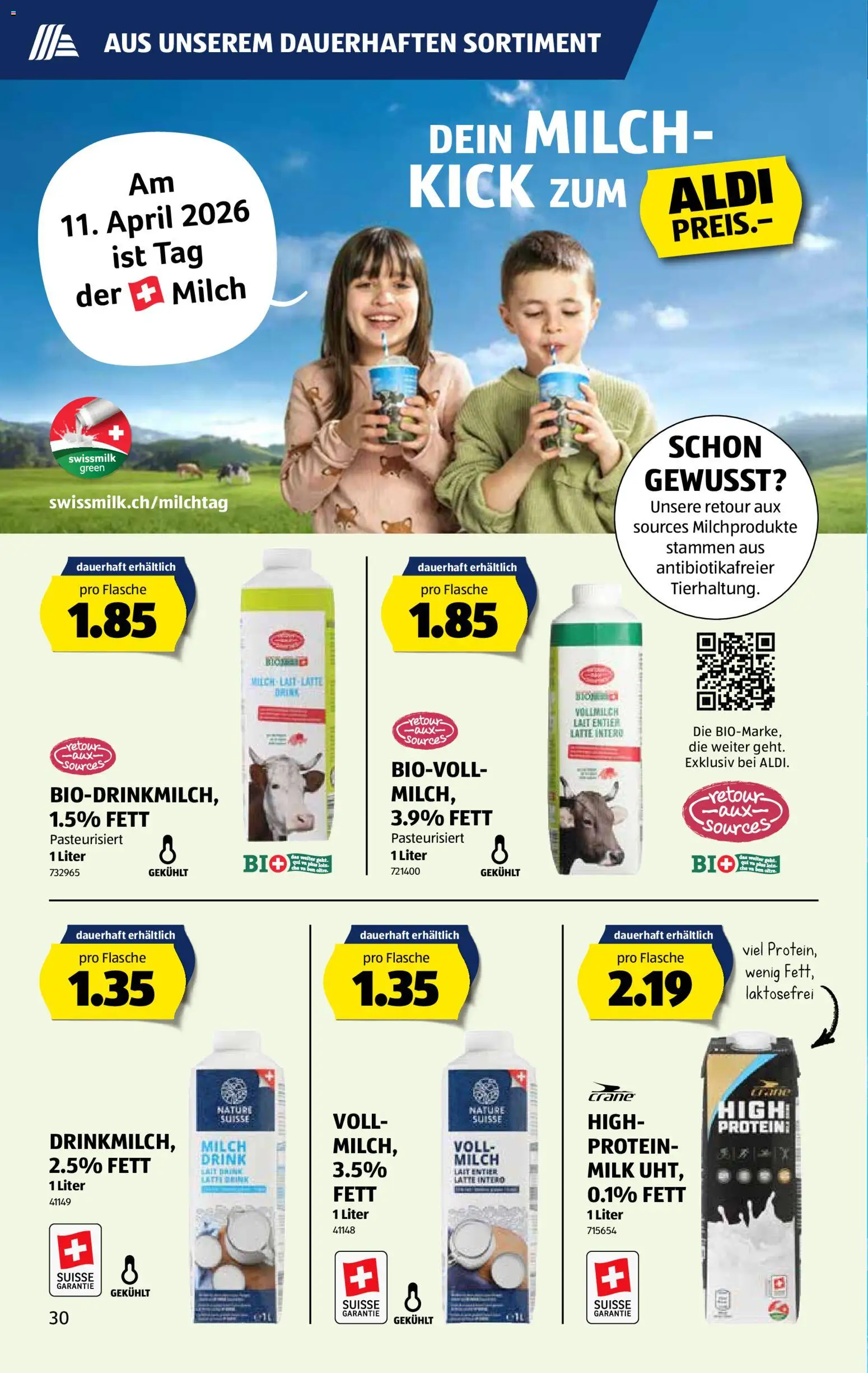 Aldi aktionen – gültig ab 09.04.2026 | Seite: 30 | Produkte: Milch