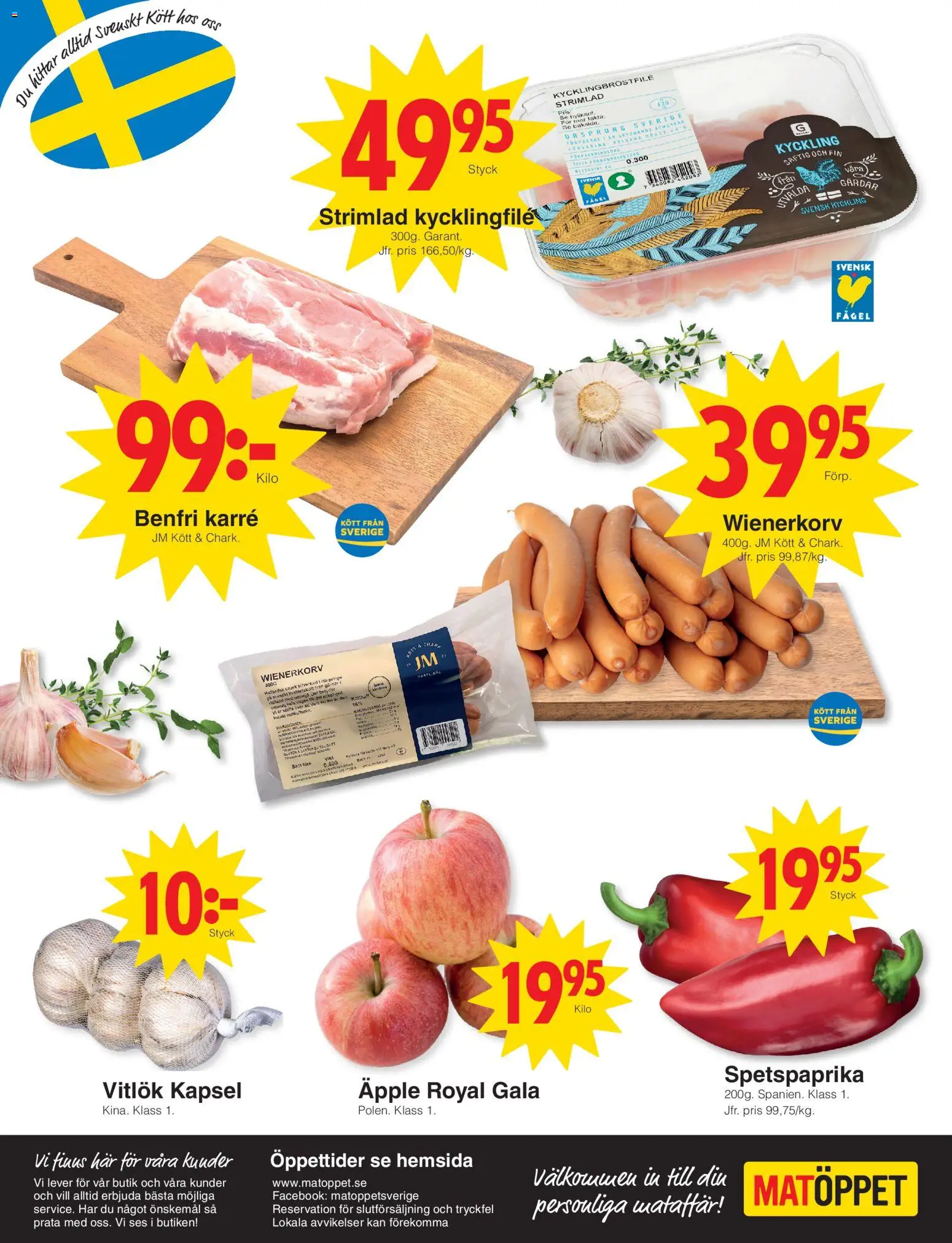 Matöppet reklamblad aktuell från 03.01.2026 | Sida: 4 | Produkter: Kycklingfile, Vitlök, Äpple, Wienerkorv