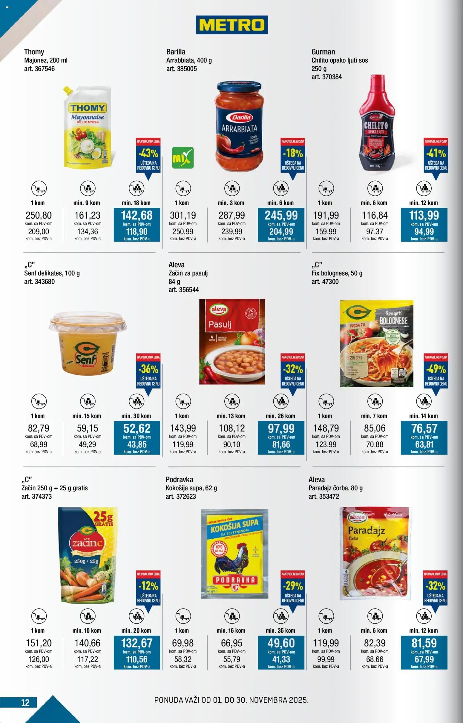 Metro katalog - važi od 01.11.2025 | Strana: 12 | Proizvode: Pasulj, Podravka, Sos, Paradajz