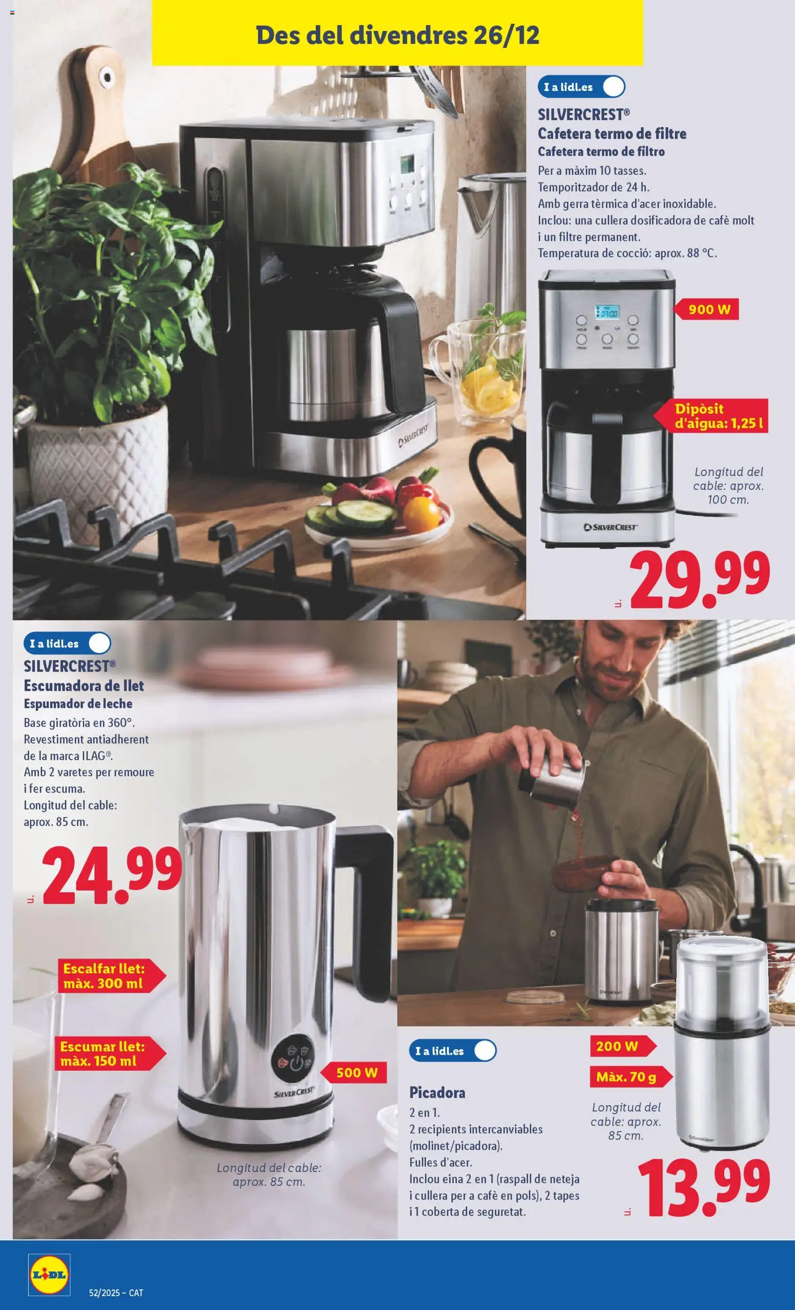 Lidl folleto de bazar │ válido desde el 22.12.2025 | Página: 26 | Productos: Leche, Café, Cable, Cafetera
