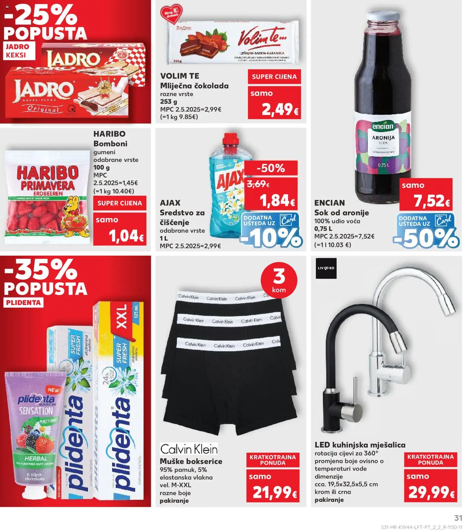 Kaufland katalog | vrijedi od 29.10.2025 | Stranica: 31 | Proizvodi: Sok, Pasta za zube, Cijevi, Ajax