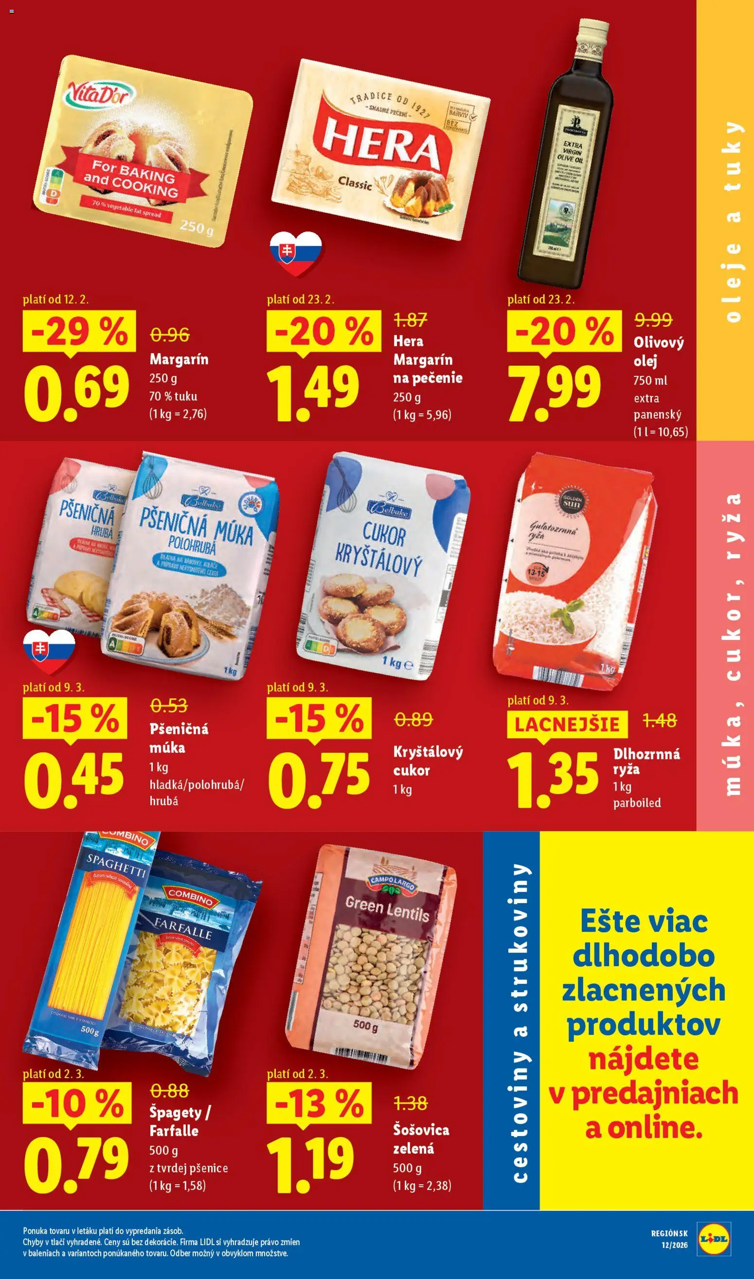 Nové Lidl akcie – leták je platný od 19.03.2026 | Strana: 3 | Produkty: Ryža, Cestoviny, Šošovica, Špagety