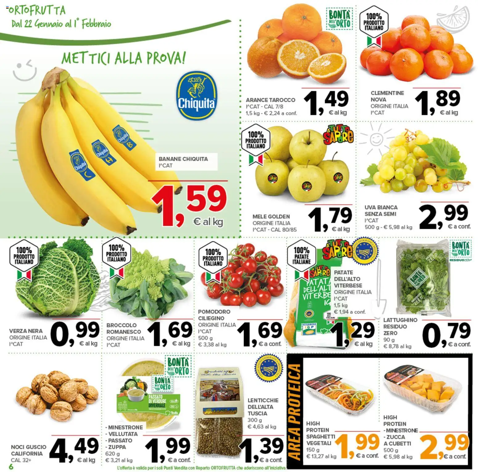 Volantino Todis del 22.01.2026 | Pagina: 6 | Prodotti: Banane, Lenticchie, Noci, Zucca