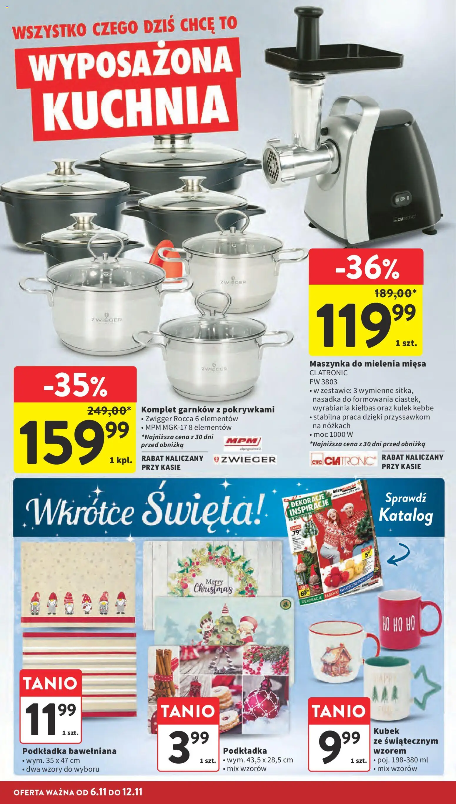 Intermarche Gazetka od 06.11.2025 | Strona: 40 | Produkty: Maszynka do mielenia mięsa, Por, Komplet garnków