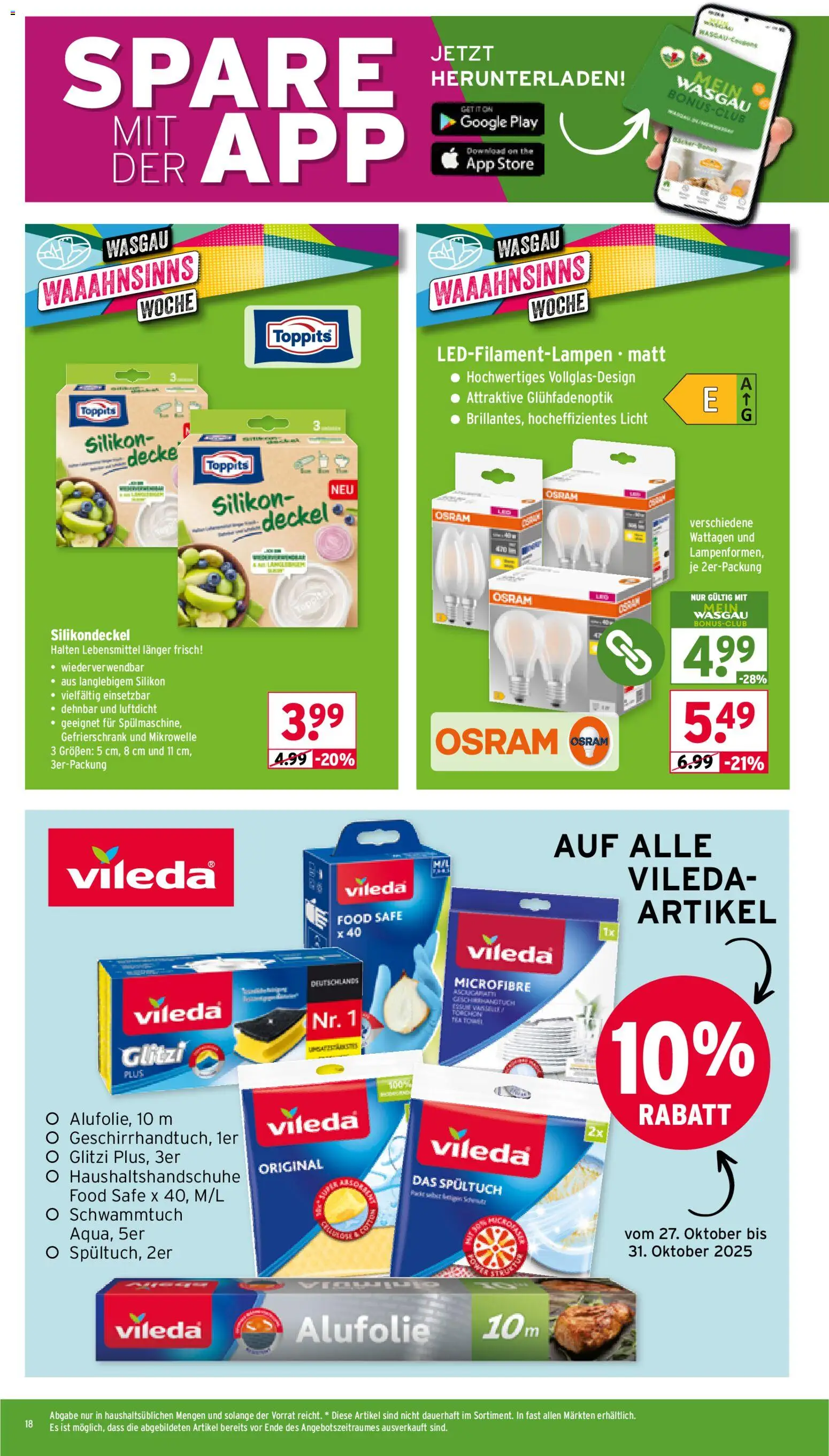 Wasgau Prospekt 	 – gültig ab 27.10.2025 | Seite: 18 | Produkte: Gefrierschrank, Mikrowelle, Decke