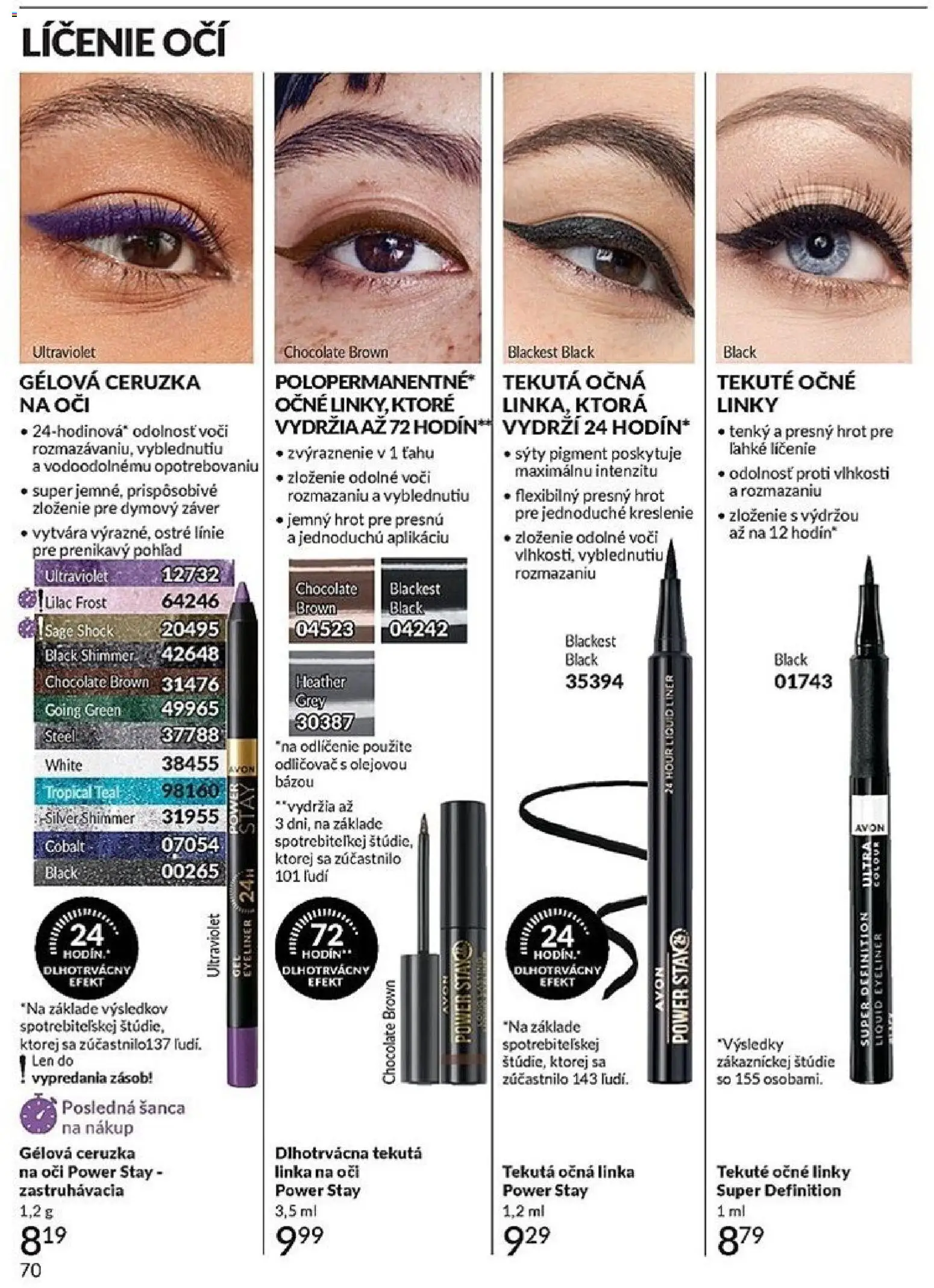 Nové Avon akcie – leták je platný od 01.12.2025 | Strana: 70 | Produkty: Očná linka, Ceruzka, Odličovač