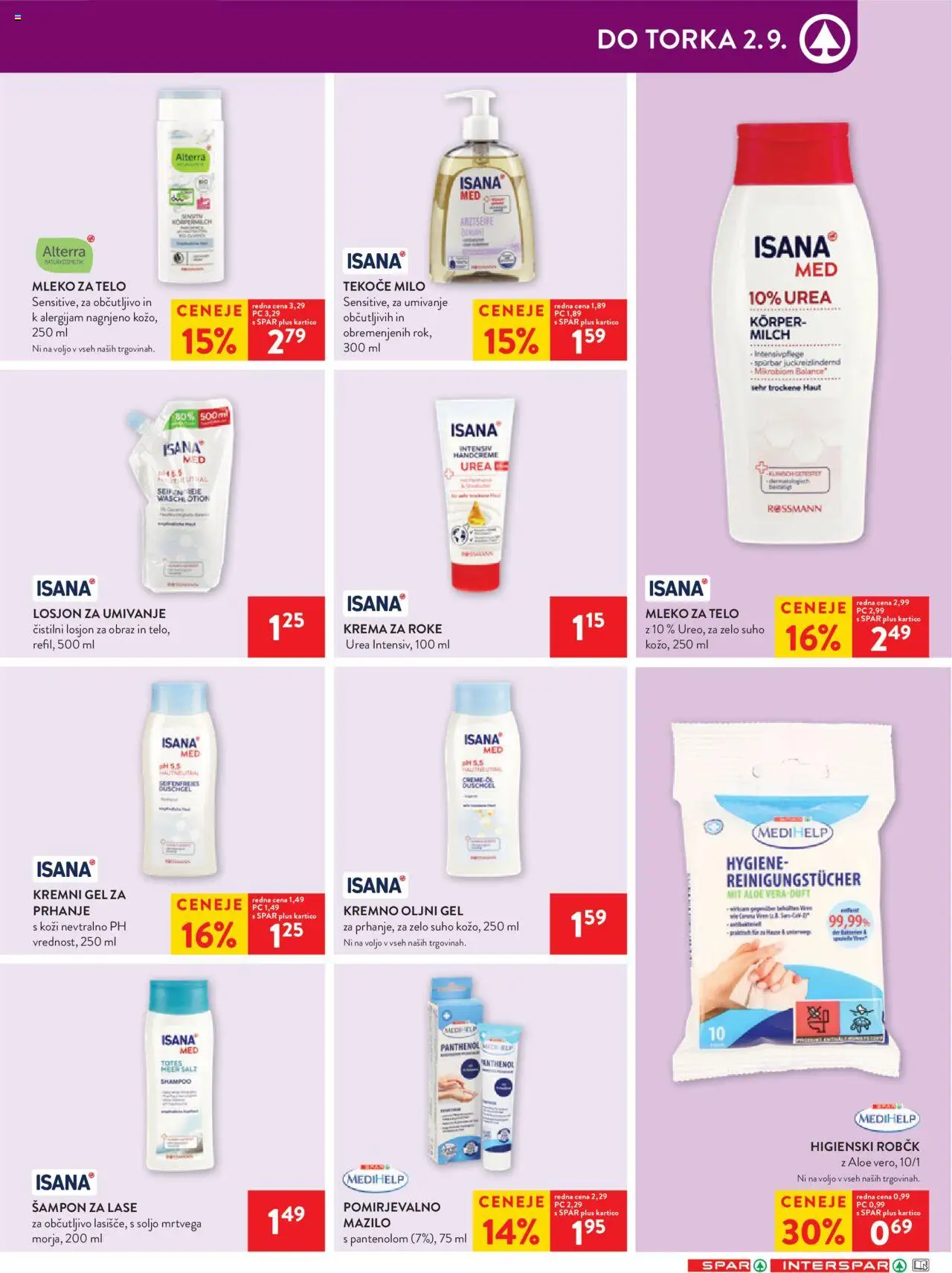 Spar katalog 35/25 │ velja od 27.08.2025 | Stran: 31 | Izdelki: Mleko, Mleko za telo, Krema za roke, Milo