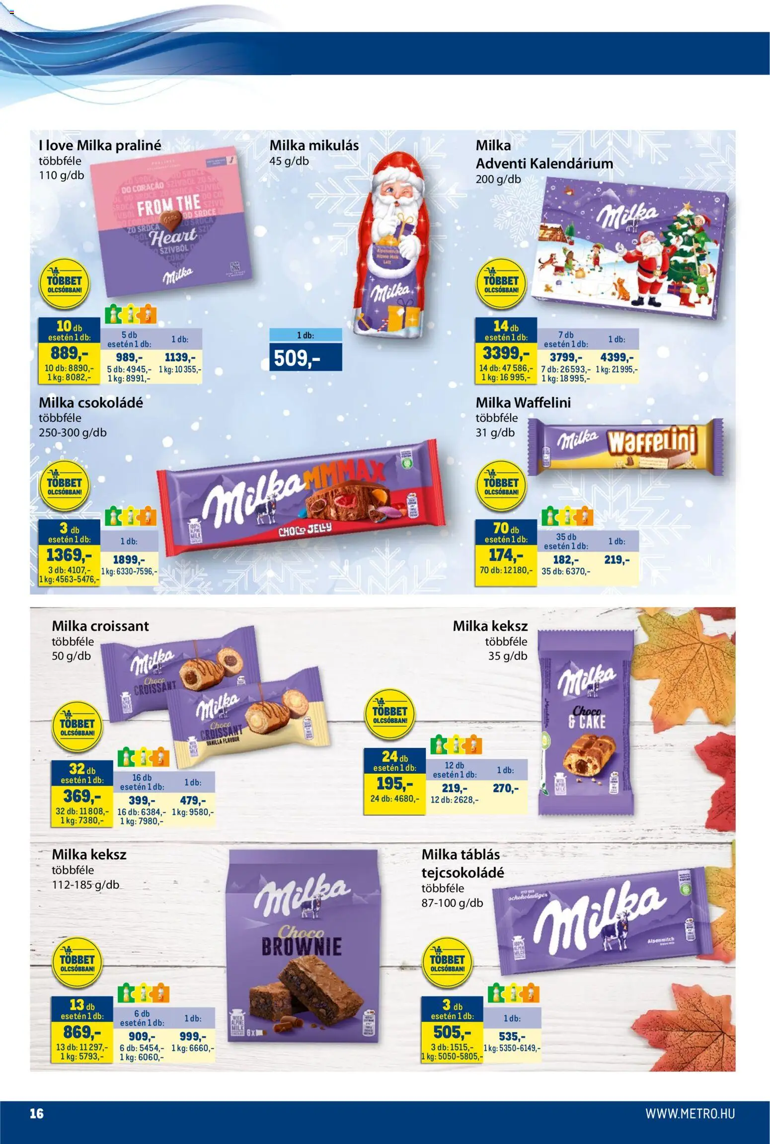 Metro akciós ujság - amely érvényes a következő dátumtól: 15.11.2025 | Oldal: 16 | Termékek: Croissant, Waffelini, Praliné, Csokoládé