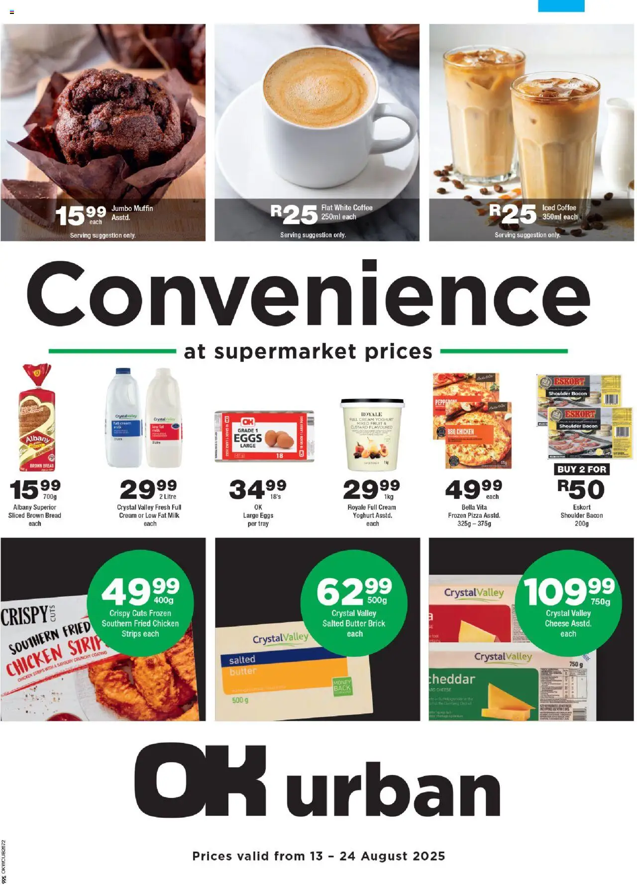 OK Foods Western Cape - OK Urban │ valid from 13.08.2025 | Page: 1 | Products: Yoghurt, Coffee, Chicken, Cream