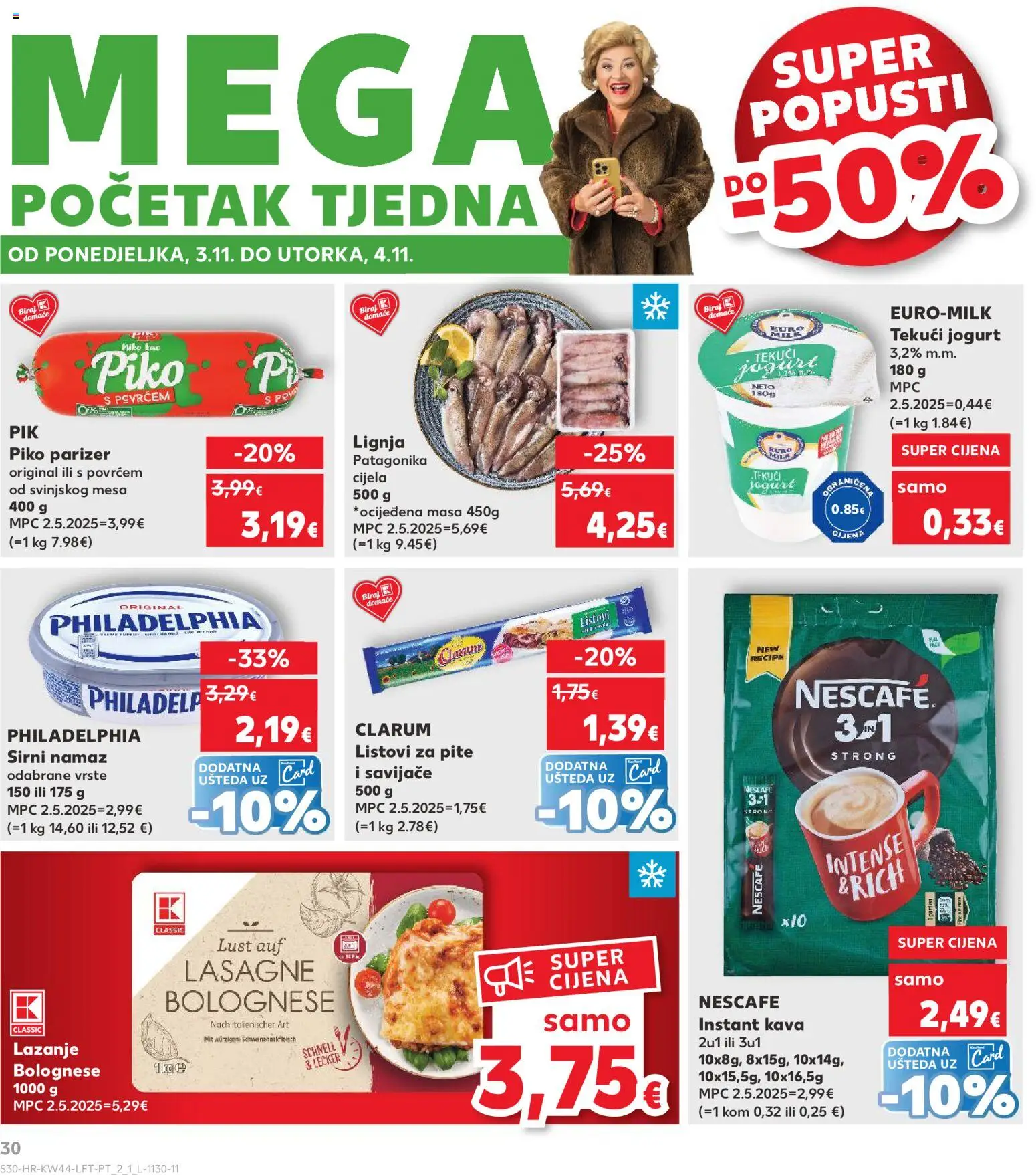 Kaufland katalog | vrijedi od 29.10.2025 | Stranica: 30 | Proizvodi: Lasagne, Nescafe, Parizer, Namaz