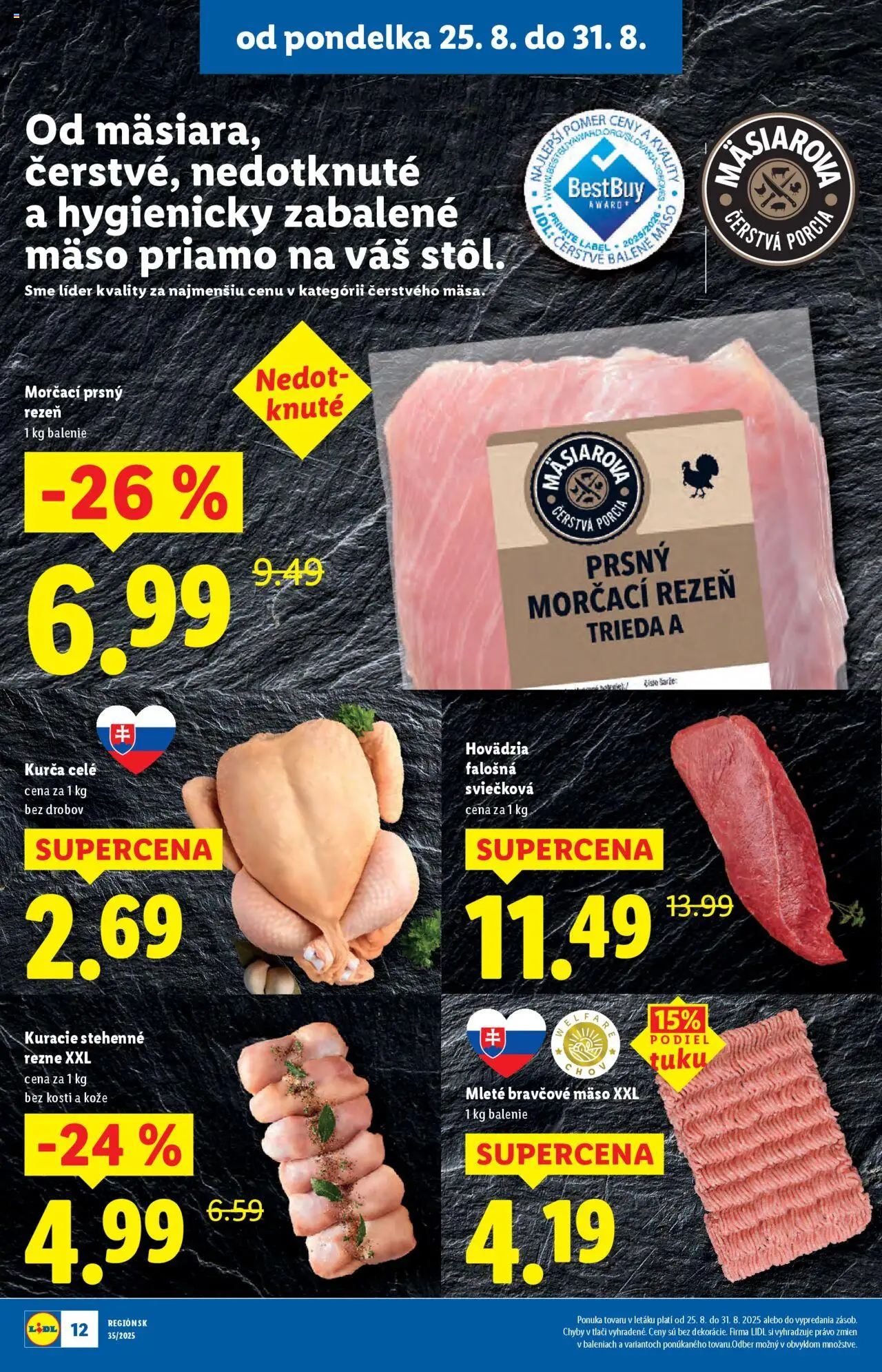 Lidl leták │ platný od 25.08.2025 | Strana: 18 | Produkty: Bravčové mäso, Kurča