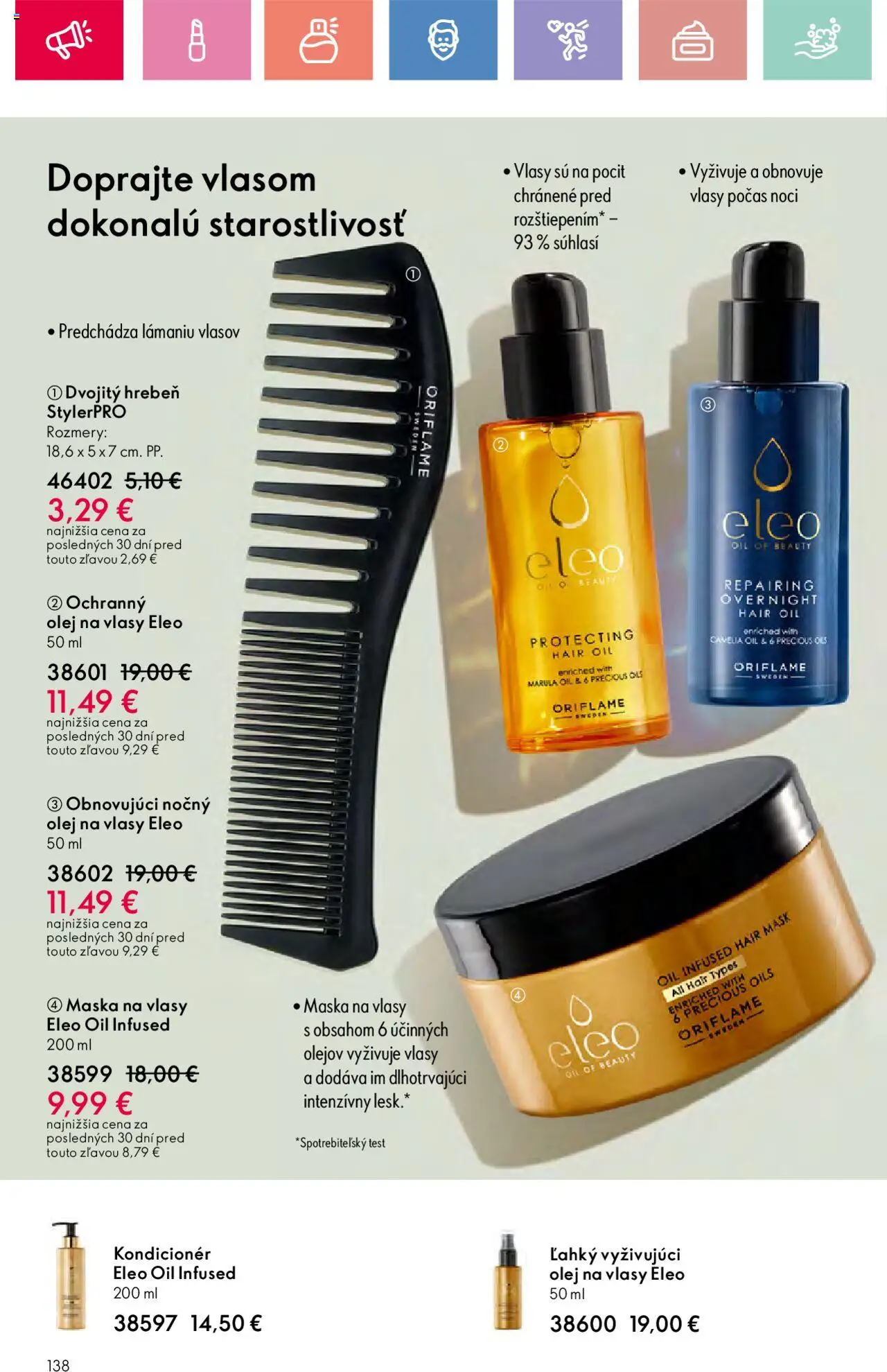 Katalóg Oriflame 9 2025 │ platný od 15.06.2025 | Strana: 138 | Produkty: Olej, Kondicionér, Maska na vlasy, Olej na vlasy