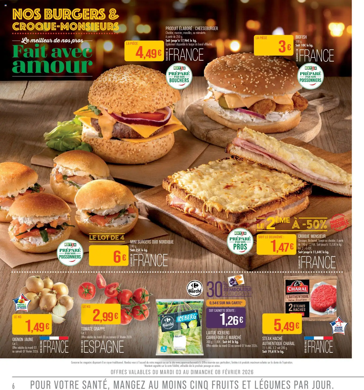 {H1} | Page: 6 | Produits: Laitue, Viande, Mini burgers, Viande bovine