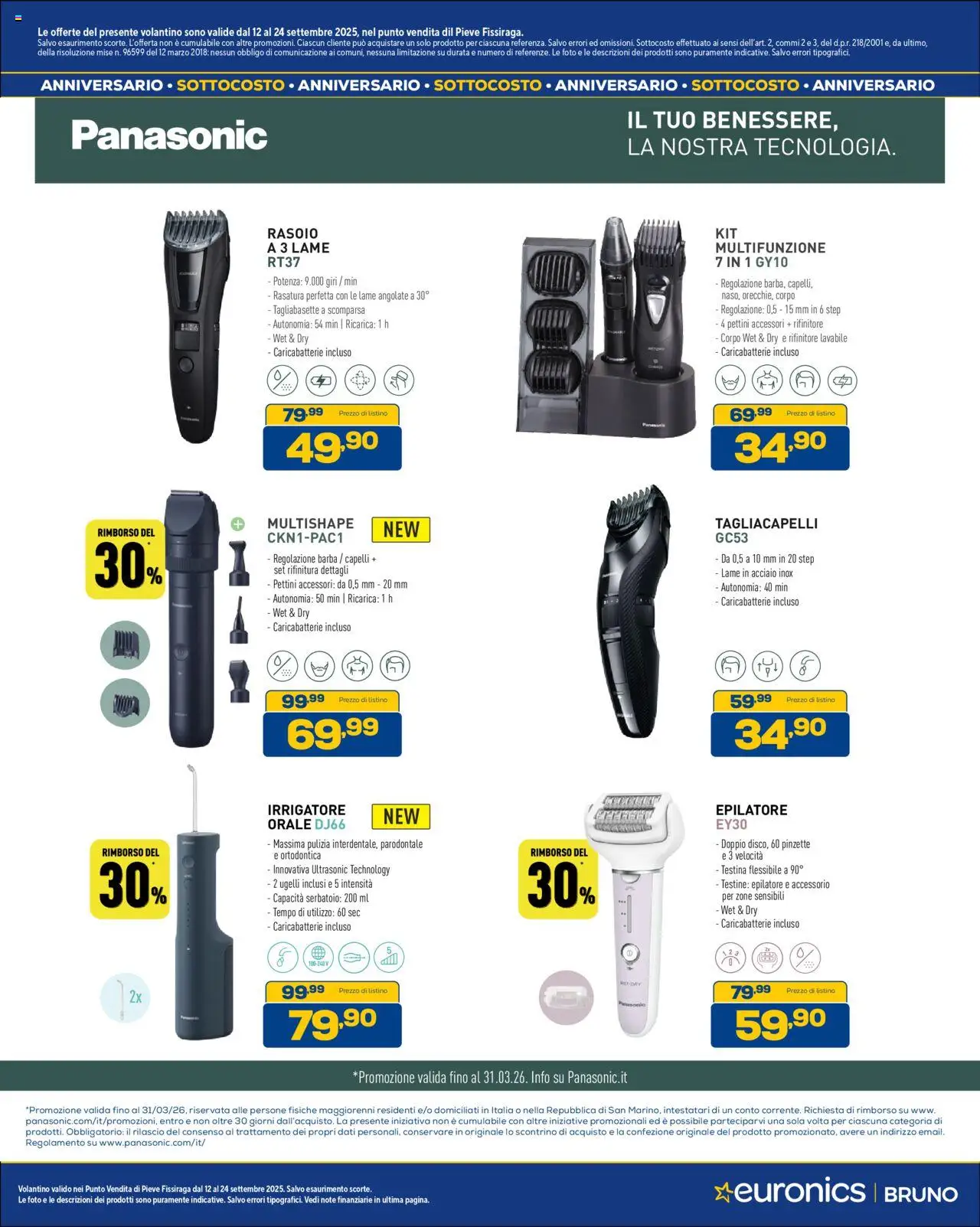 Volantino Euronics del 12.09.2025 | Pagina: 42 | Prodotti: Rasoio, Irrigatore, Epilatore, Caricabatterie