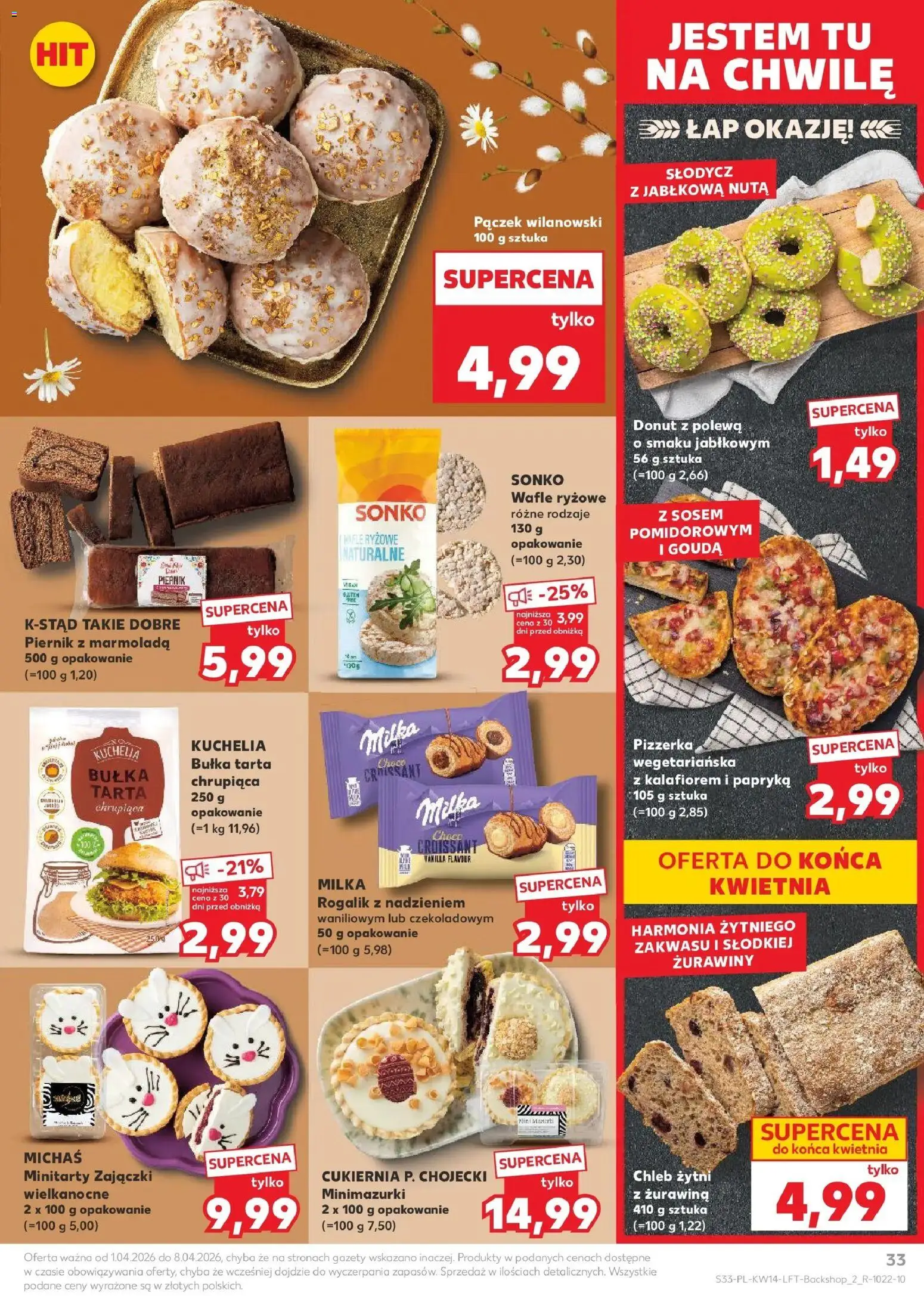 Kaufland gazetka od 01.04.2026 | Strona: 33 | Produkty: Bułka tarta, Milka, Donut, Chleb