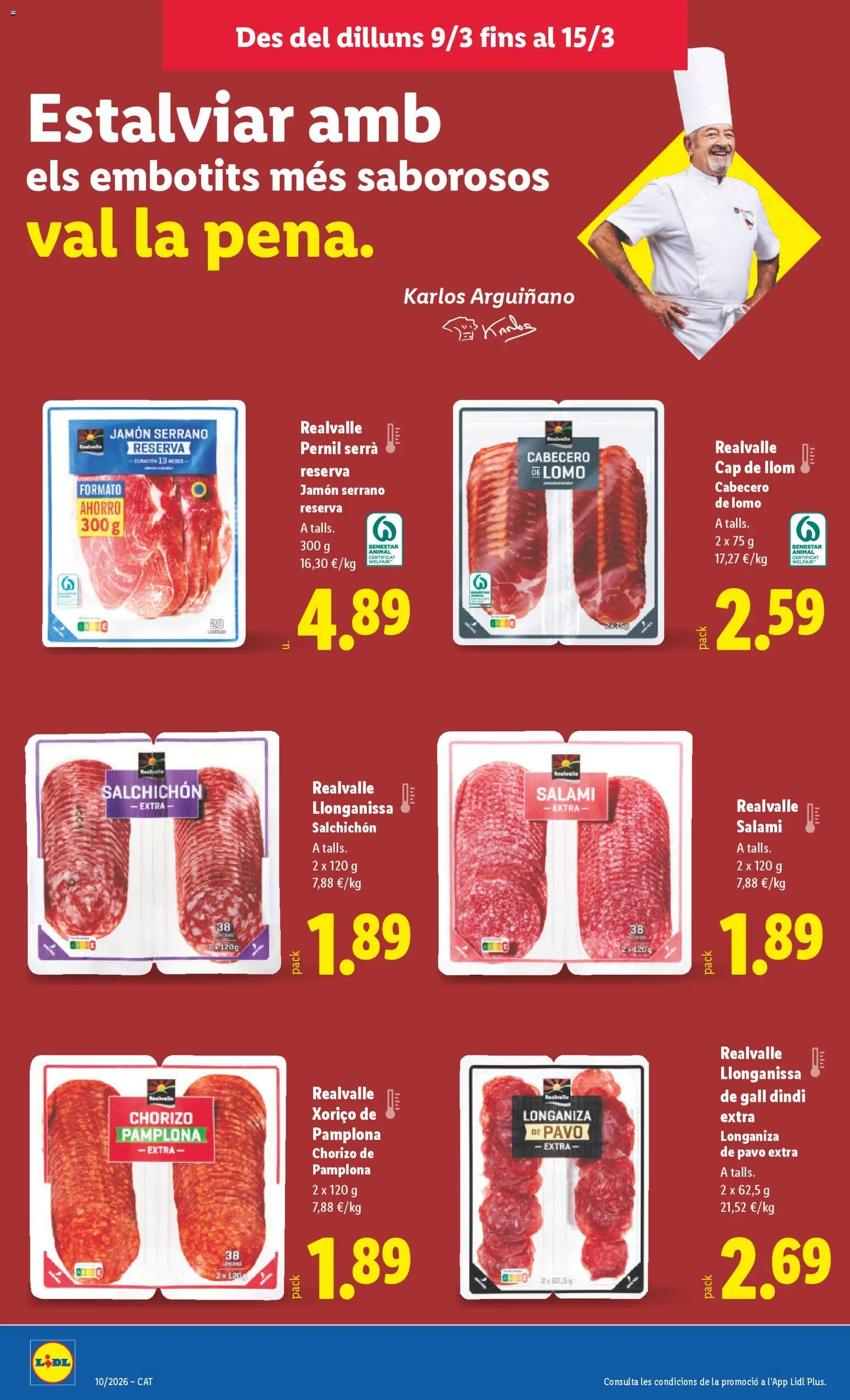 Lidl folleto │ válido desde el 09.03.2026 | Página: 16 | Productos: Jamón serrano, Jamón, Longaniza, Salami