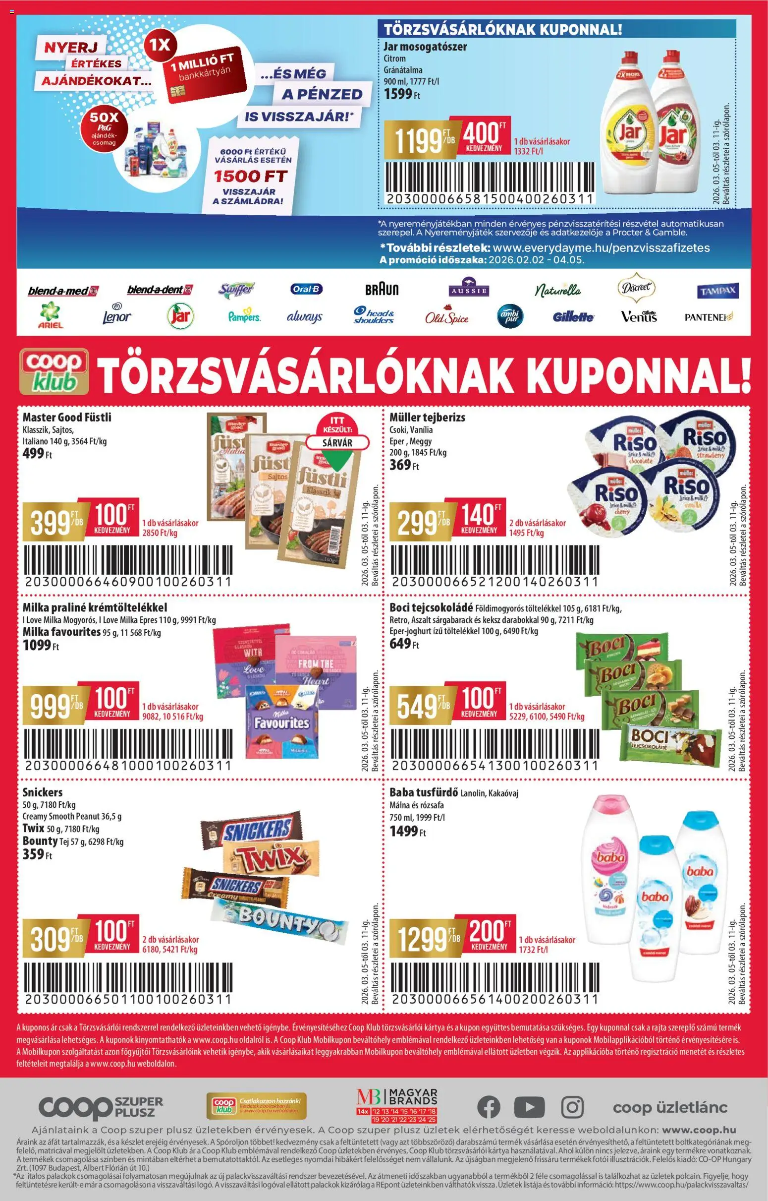 COOP akciós ujság - amely érvényes a következő dátumtól: 05.03.2026 | Oldal: 12 | Termékek: Meggy, Gránátalma, Tejcsokoládé, Snickers