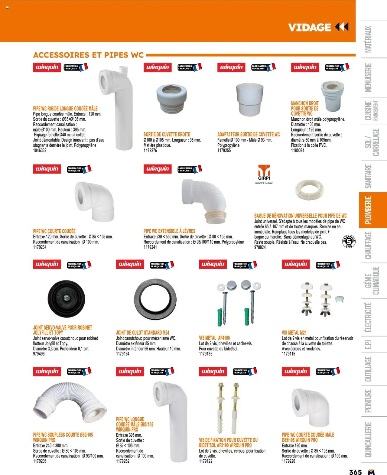  | Page: 365 | Produits: Adaptateur, Robinet, Bague, Colle