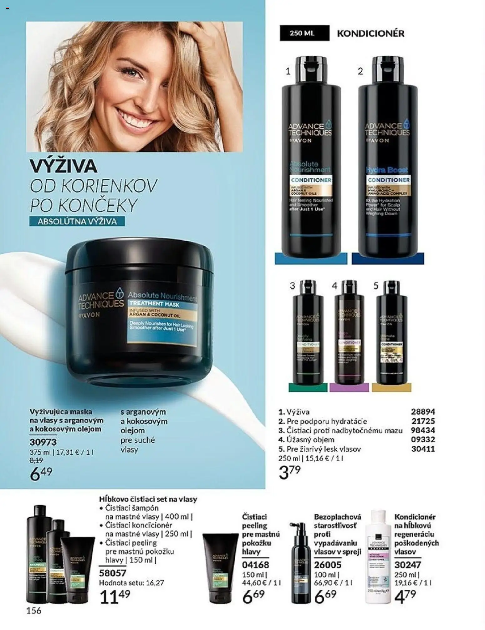 Nové Avon akcie – leták je platný od 01.01.2026 | Strana: 156 | Produkty: Šampón, Kondicionér, Maska, Peeling