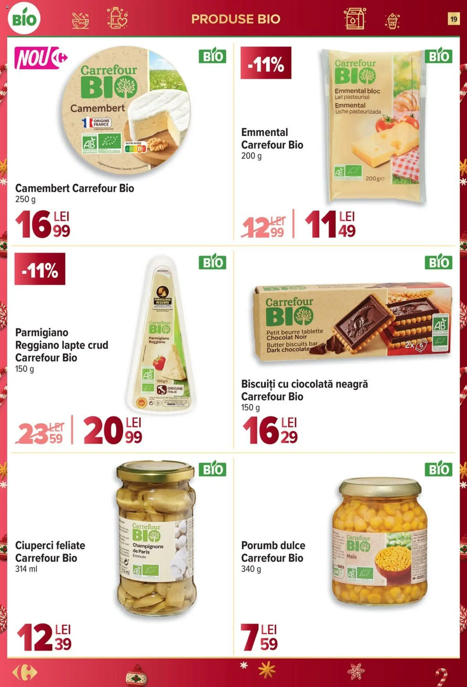 Noul catalog Carrefour – valabil de la 27.12.2025 | Pagină: 19 | Produse: Ciuperci, Lapte, Ciocolată, Porumb