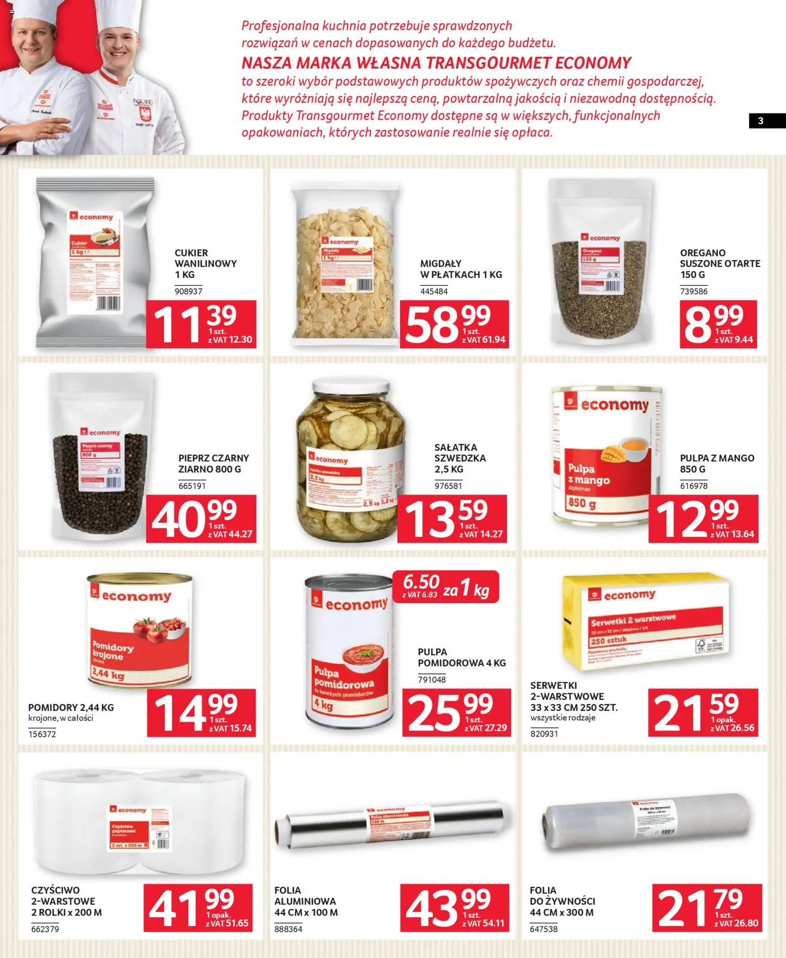 Selgros cash&carry gazetka - Oferta dla gastronomii od 26.03.2026 | Strona: 3 | Produkty: Sałatka szwedzka, Rolki, Pomidory, Pieprz