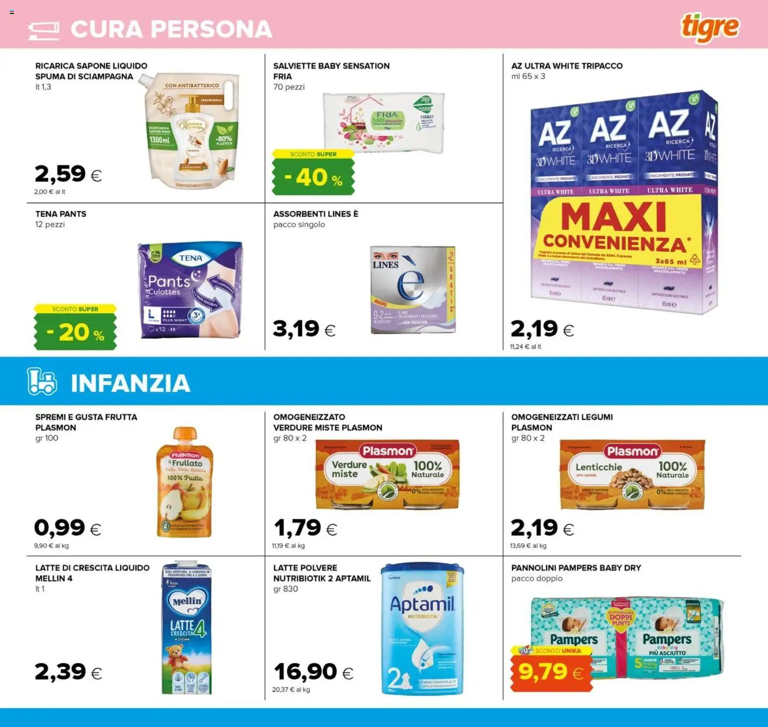 Volantino Tigre del 21.11.2025 | Pagina: 23 | Prodotti: Legumi, Pannolini, Latte, Pampers