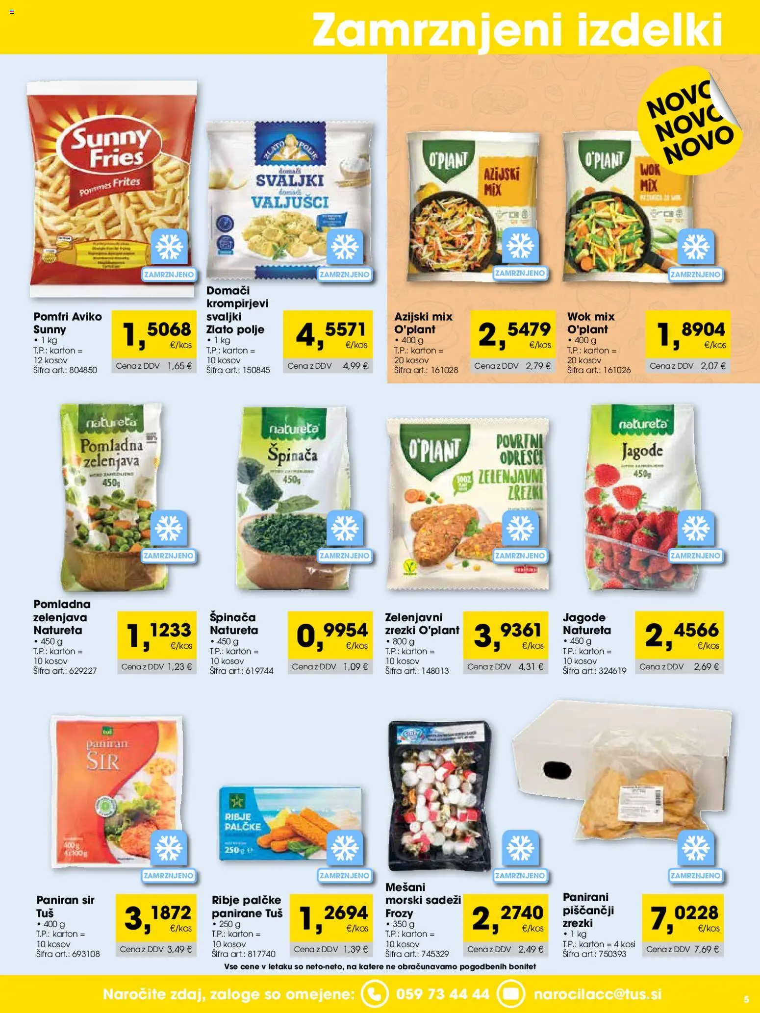 Novi Tuš katalog ponudbe – veljaven od 01.01.2026 | Stran: 5 | Izdelki: Sir, Zrezki, Jagode, Zelenjava