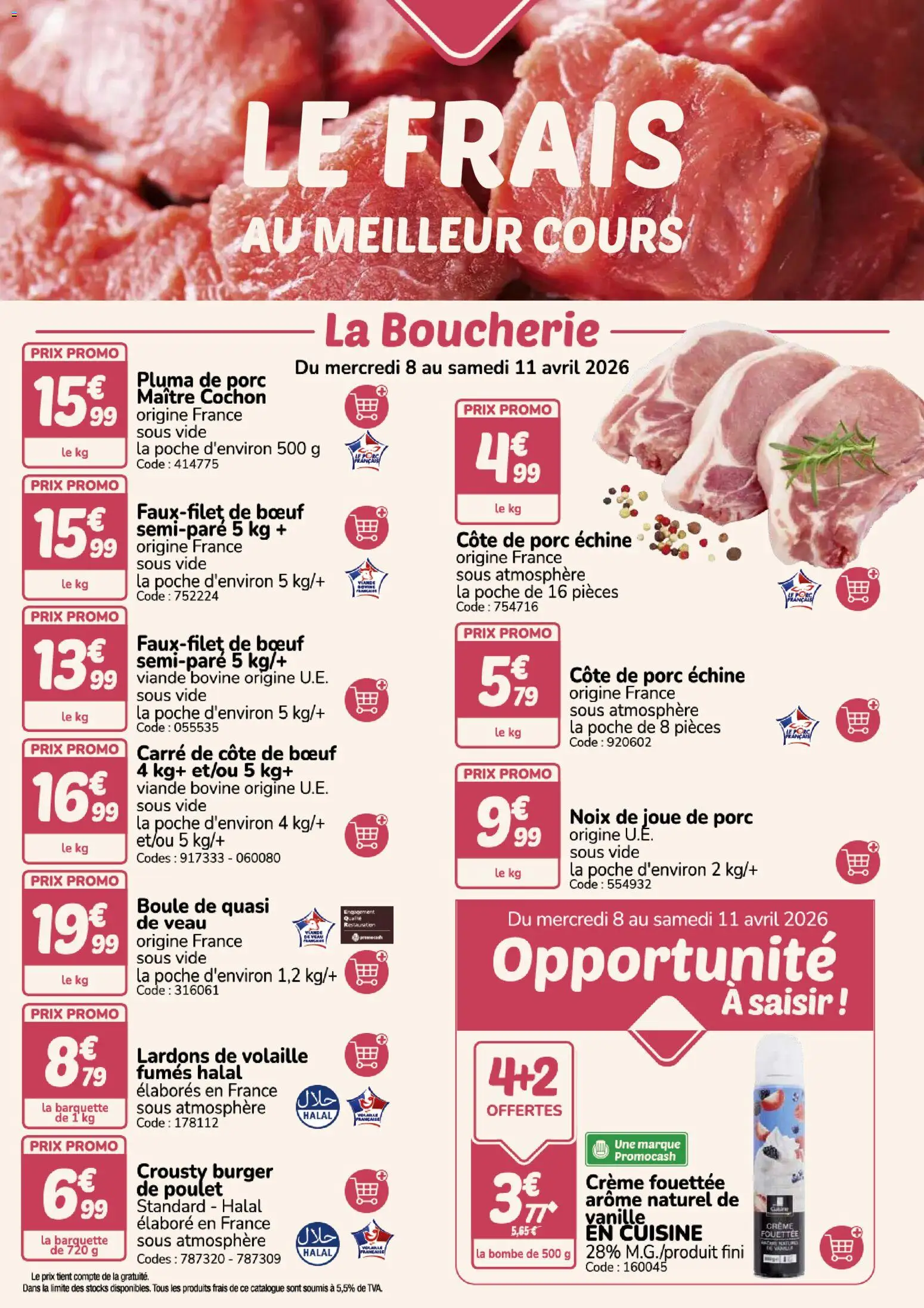 {H1} | Page: 2 | Produits: Volaille, Lardons, Joue de porc, Crème