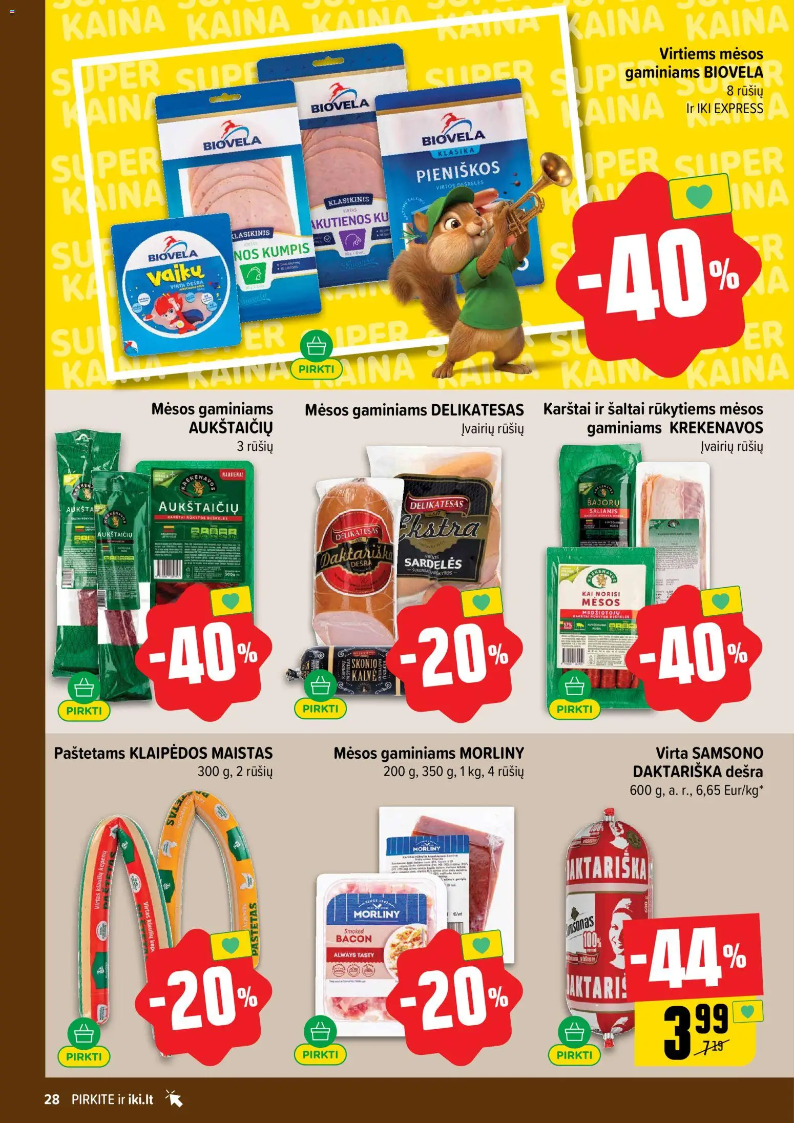 IKI akcijos nuo 13.04.2026 | Puslapis: 28 | Prekių: Sardelės, Dešrelės, Saliamis, Dešra