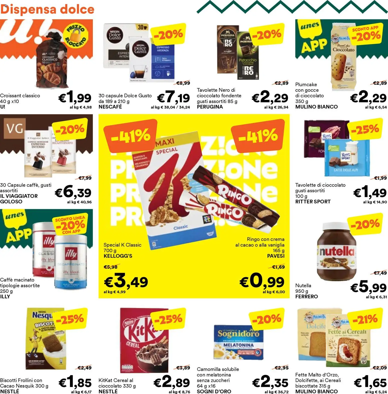 Volantino Unes del 09.03.2026 | Pagina: 8 | Prodotti: Caffè, Latte, Croissant, Cacao