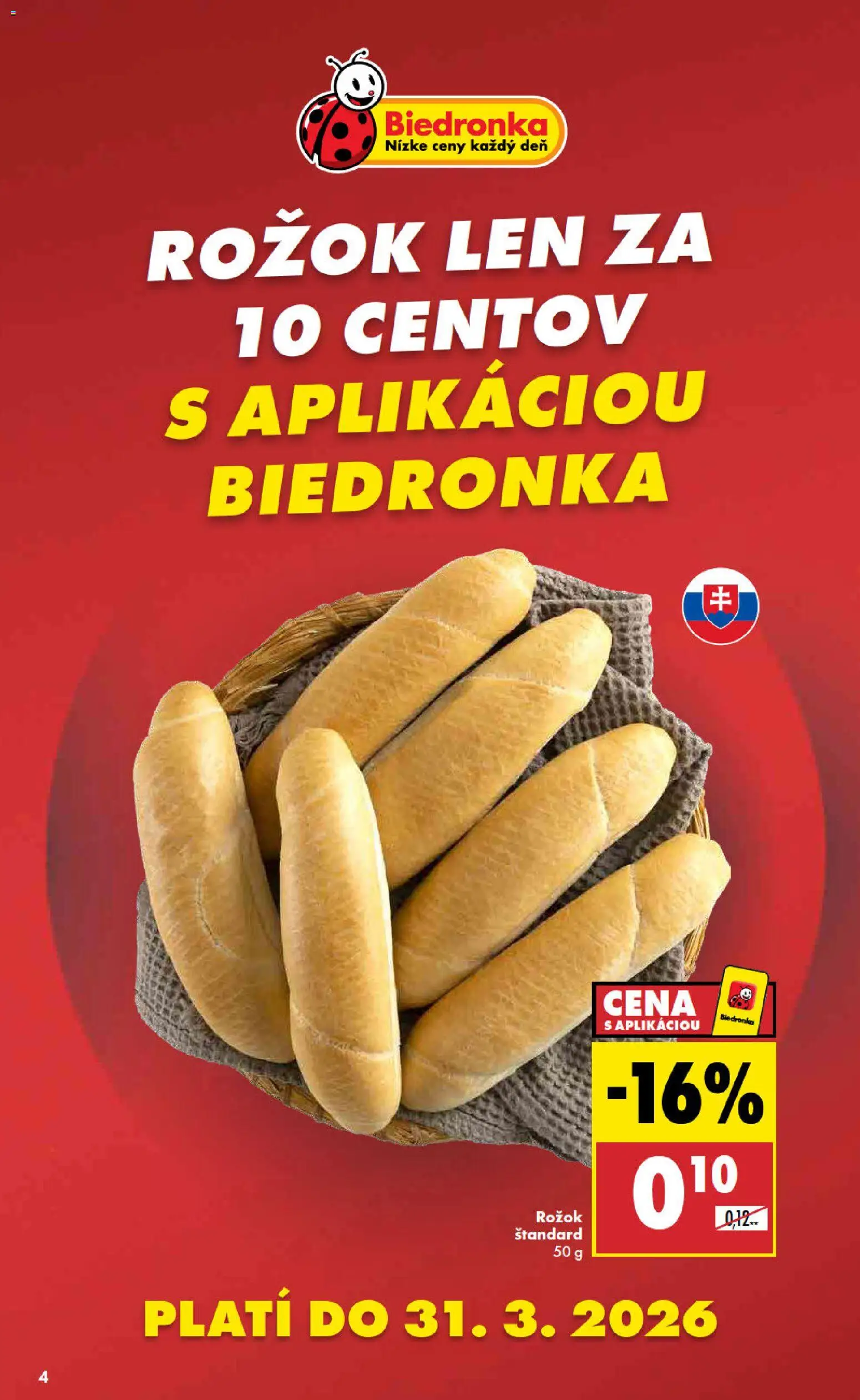 Nové Biedronka akcie – leták je platný od 05.03.2026 | Strana: 4 | Produkty: Rožok